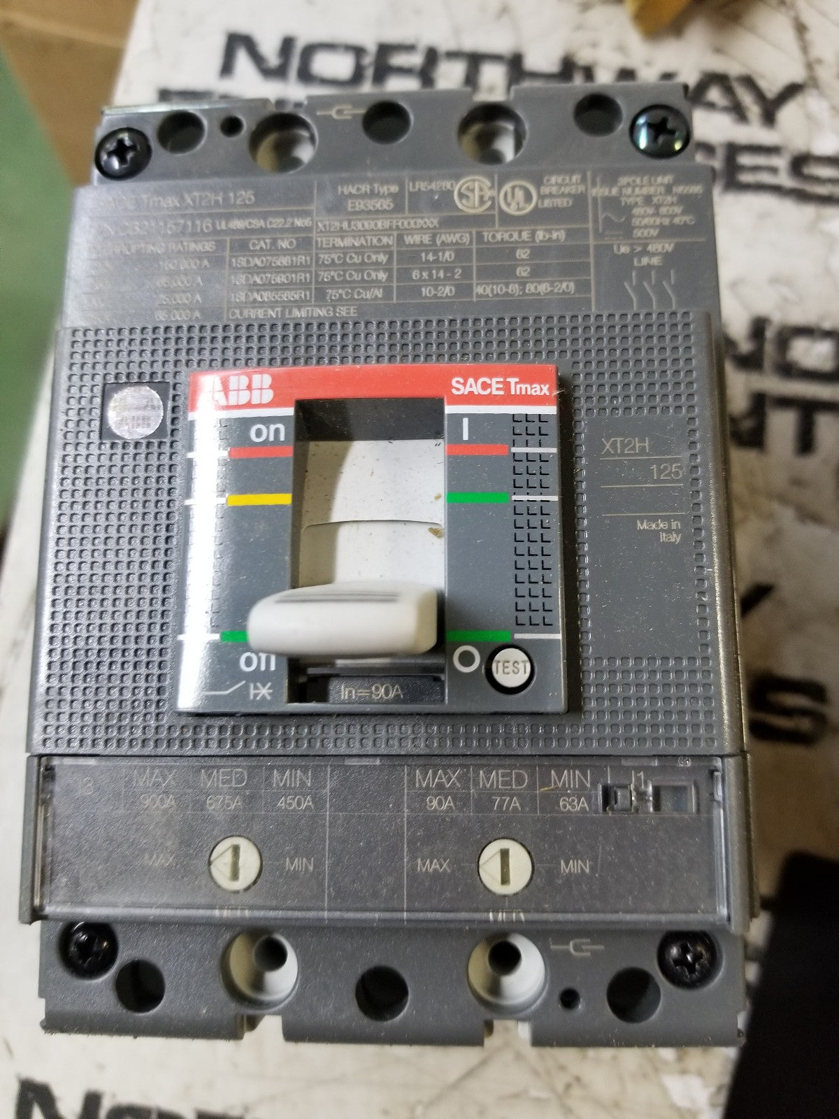 ABB SACE TMAX XT2H 125 1SDA0747991R 90A CIRCUIT BREAKER 8015644794767