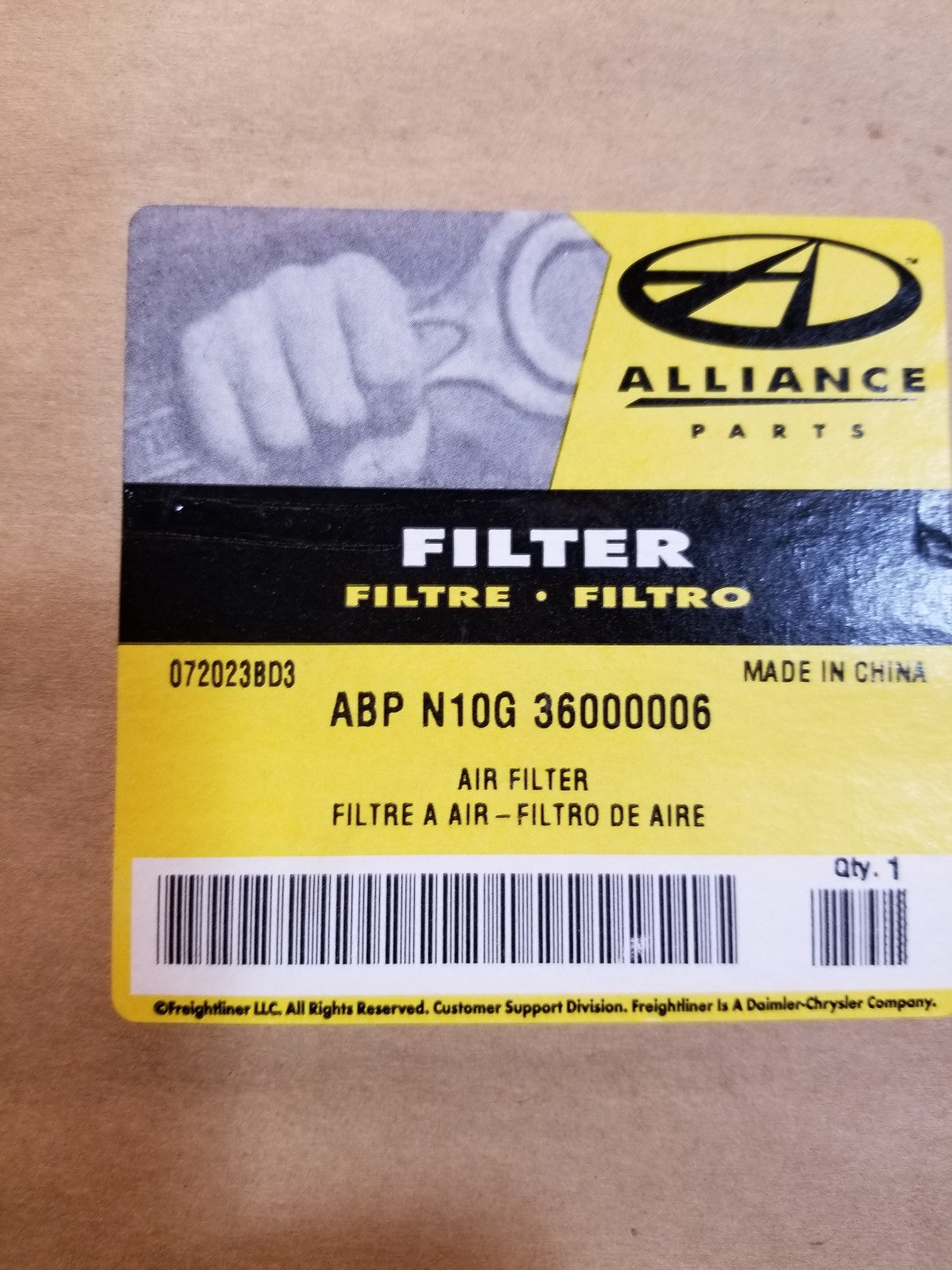 ABPN10G 36000006 ALLIANCE CABIN AIR FILTER ABP-N10G-36000006