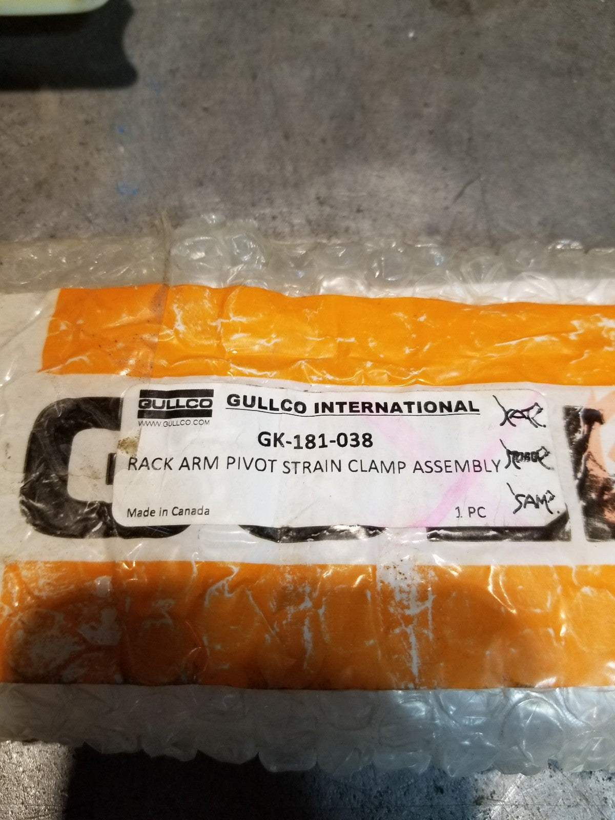GK181038, GULLCO INTERNATIONAL LTD, RACK ARM PIVOT STRAIN CLAMP GK-181-038