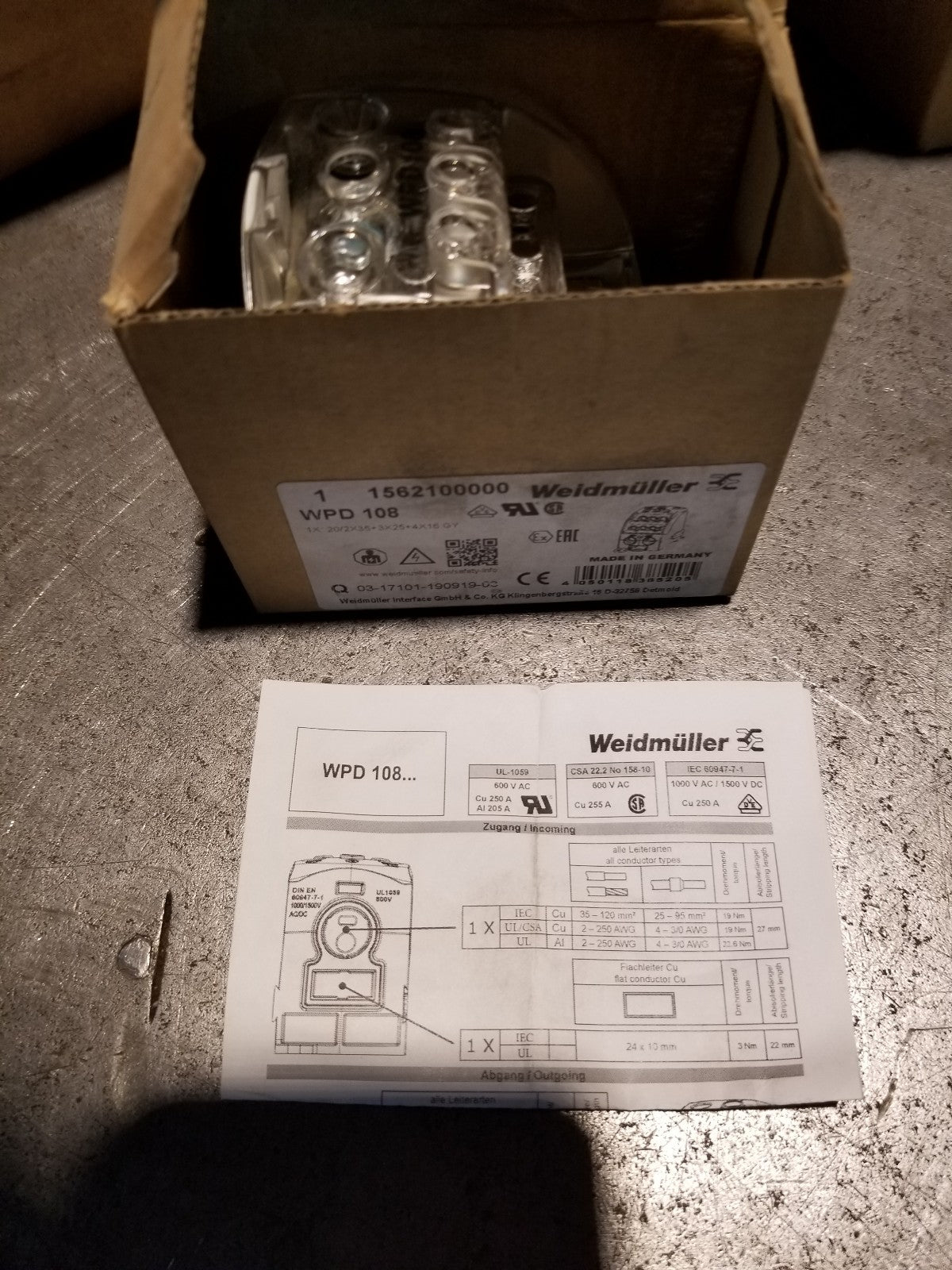 Weidmuller Distribution terminals WPD108 1562100000