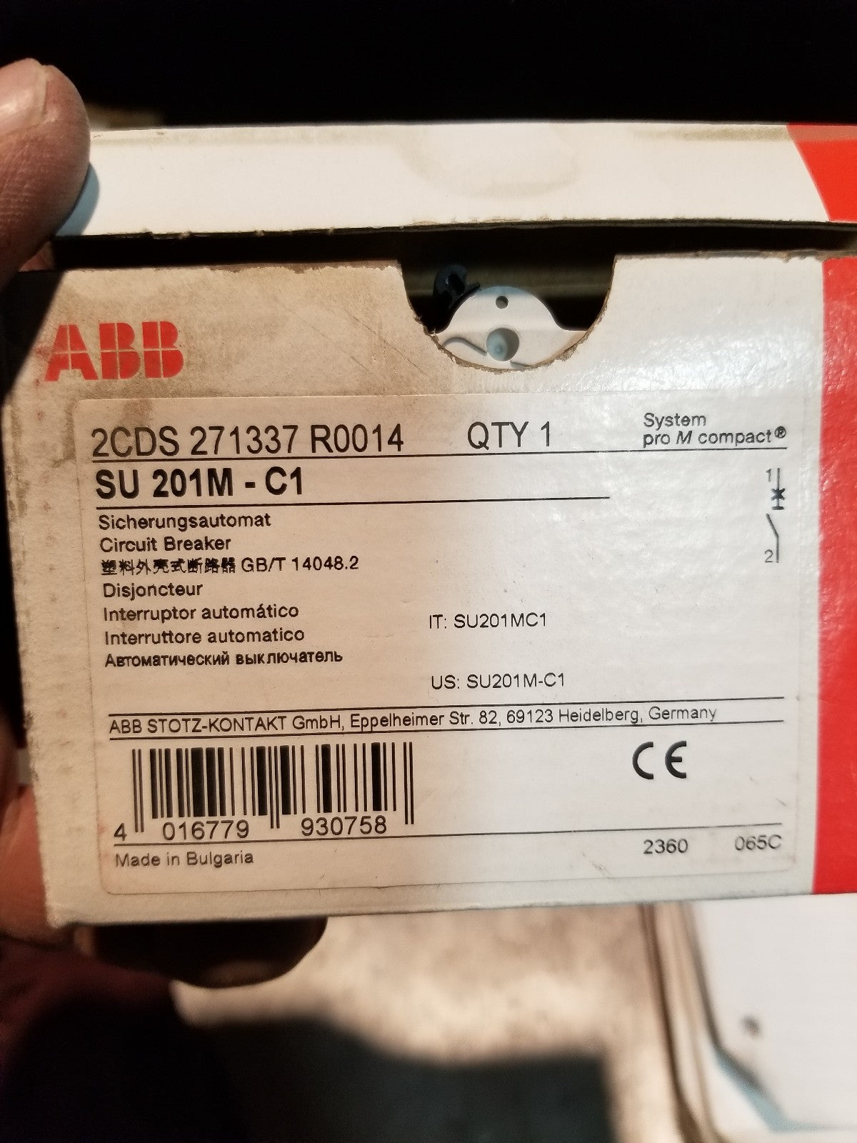 ABB SU201M-C1 System Pro M Miniature Circuit Breaker