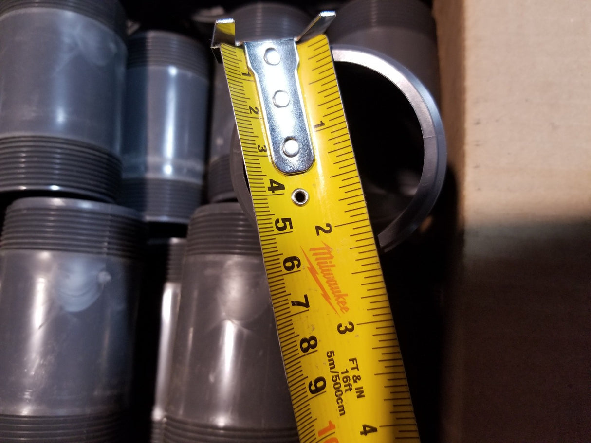 BOX OF 48PC - Pvc Nipple 2" X 4" Gray Schedule 80