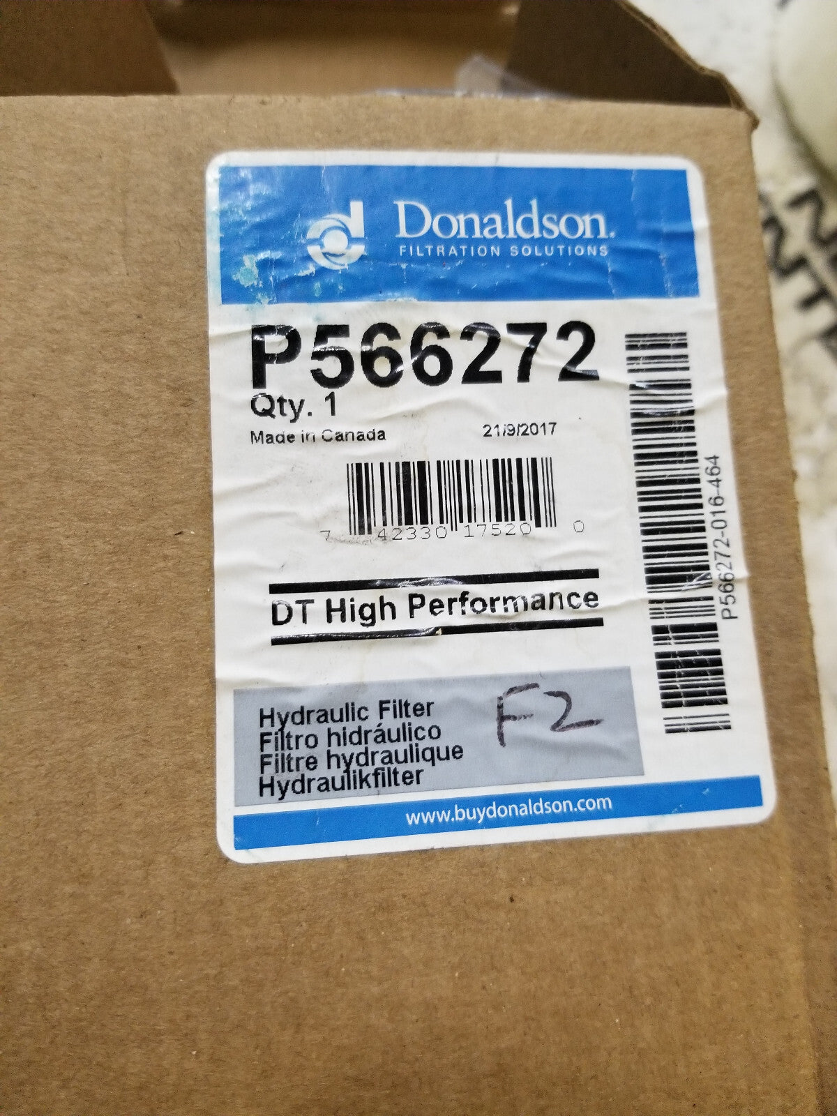 Donaldson Hp Hydraulic Cartridge - P566272