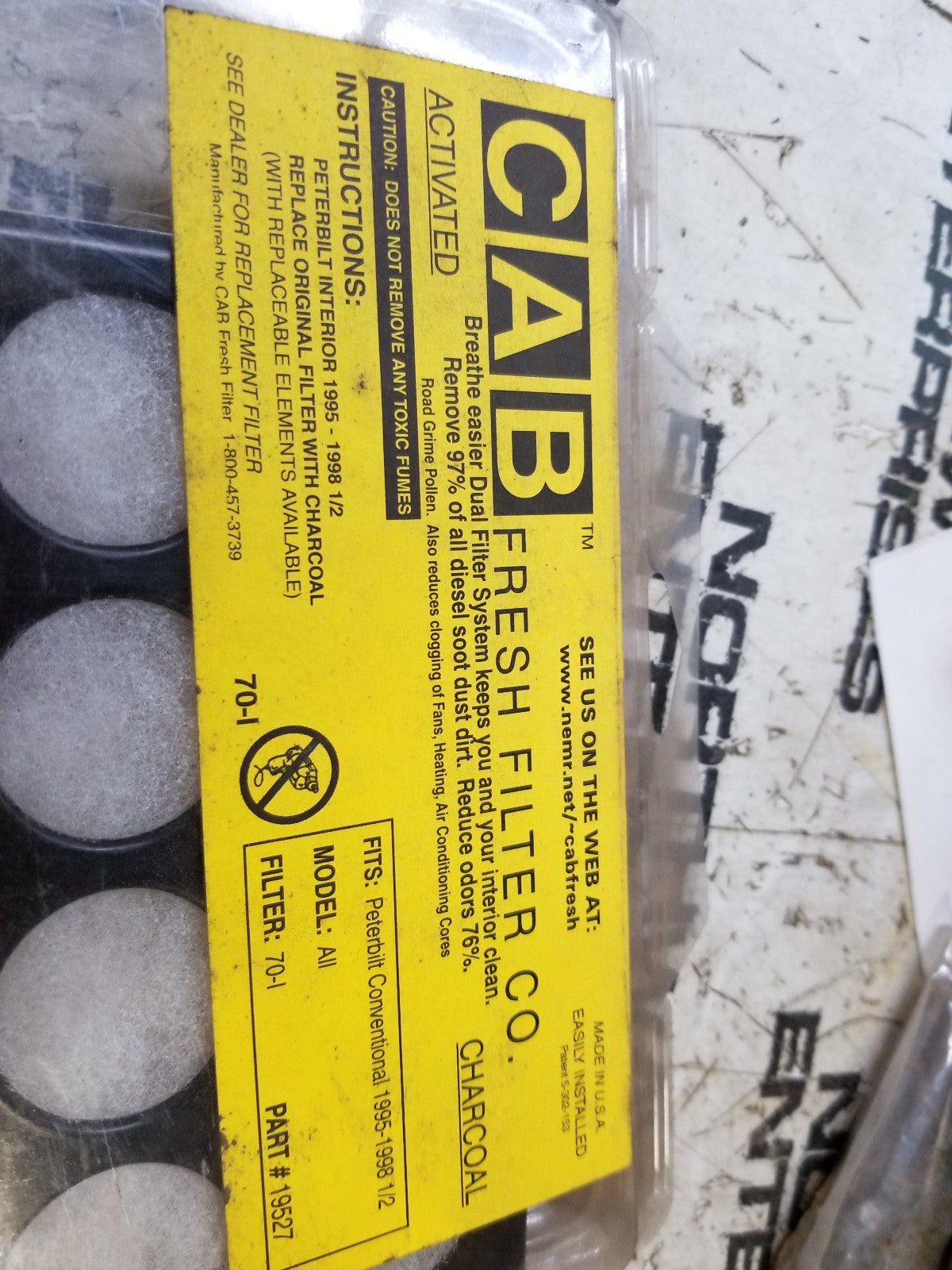 19527 CAB AIR FILTER Peterbilt Cabin Air Filter 1994 to 1998