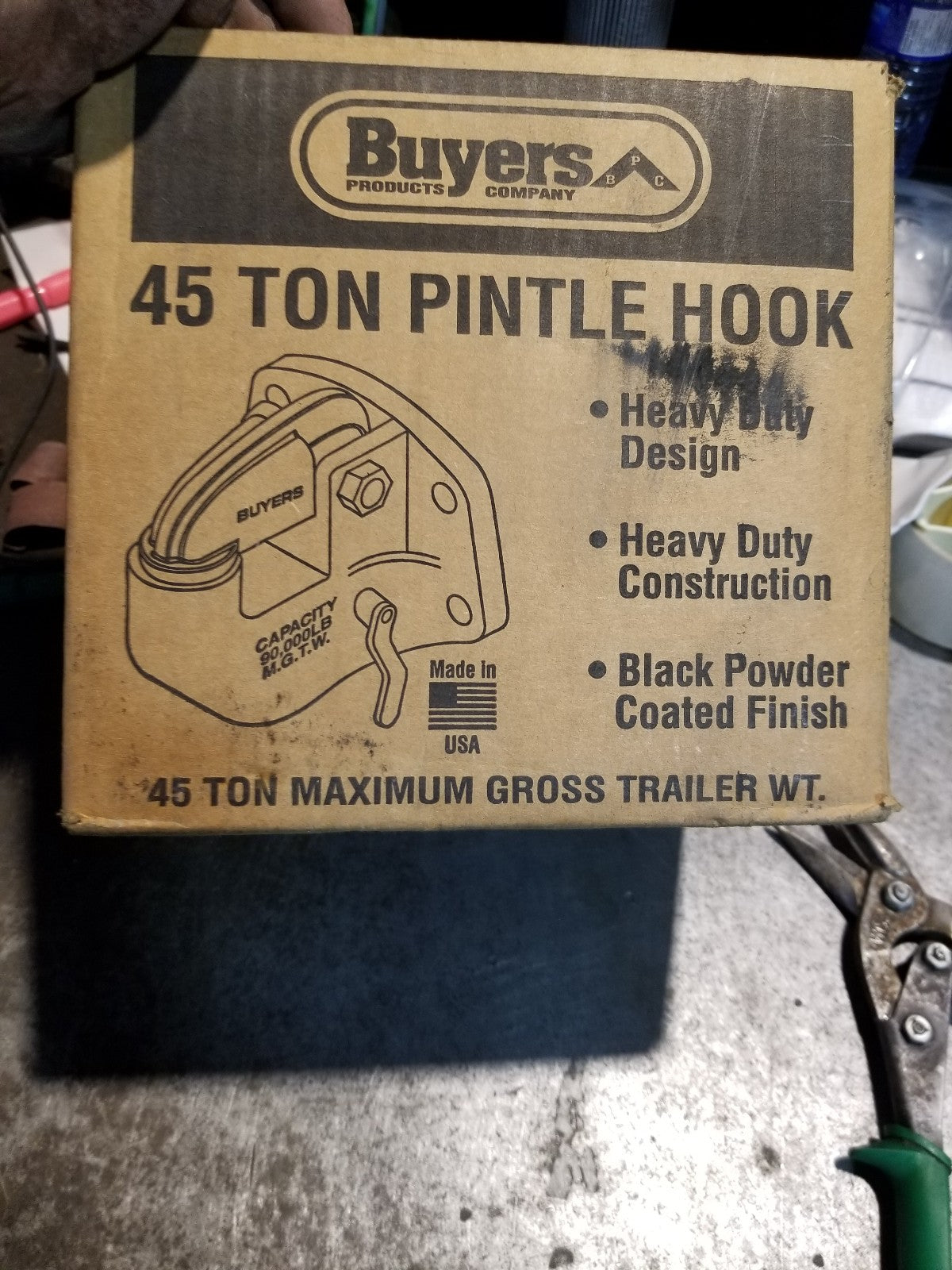 BUYERS PRODUCTS PH45 Pintle Hook,Iron,8.9 in 6ZAP3 45 tON