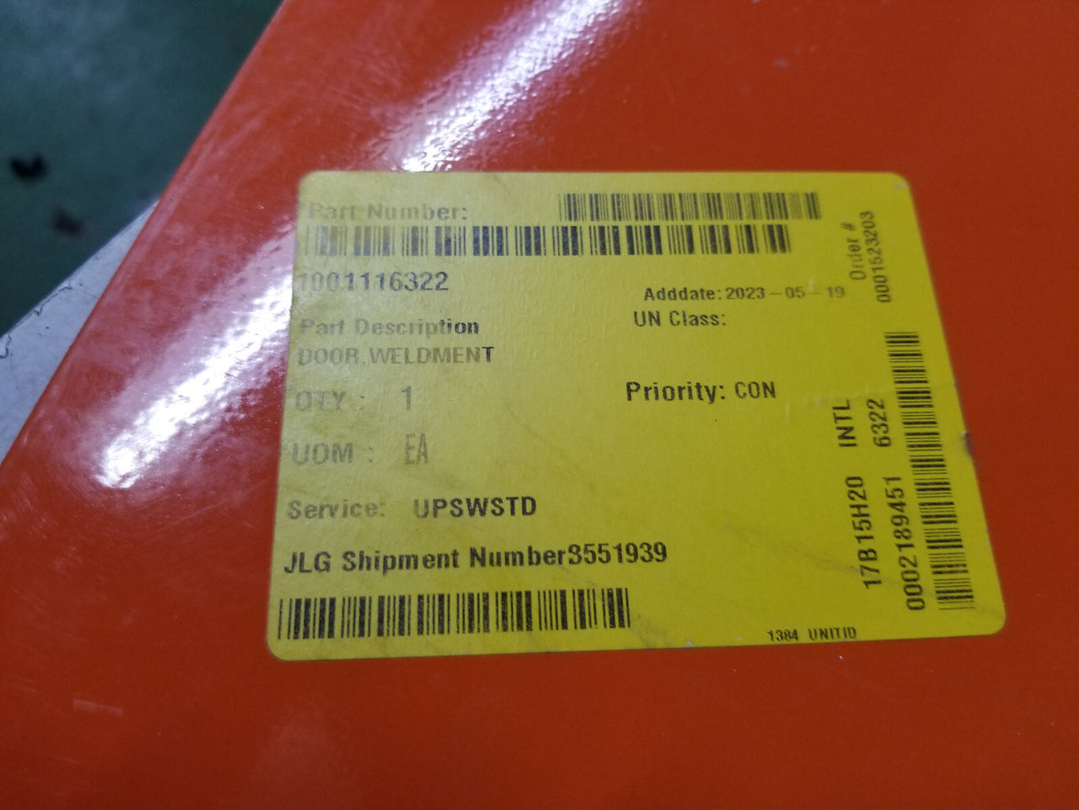 Jlg 1001116322 Door Weldment Orange