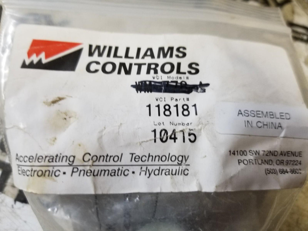 Williams Controls WM-778-A Pressure Protection Valve 118181