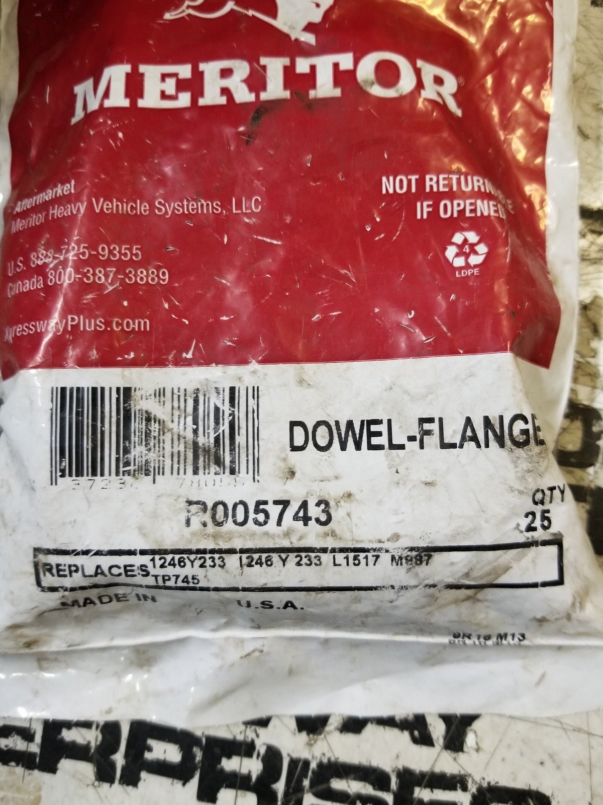 1 BAG OF 25PC - R005743 MERITOR DOWEL FLANGE