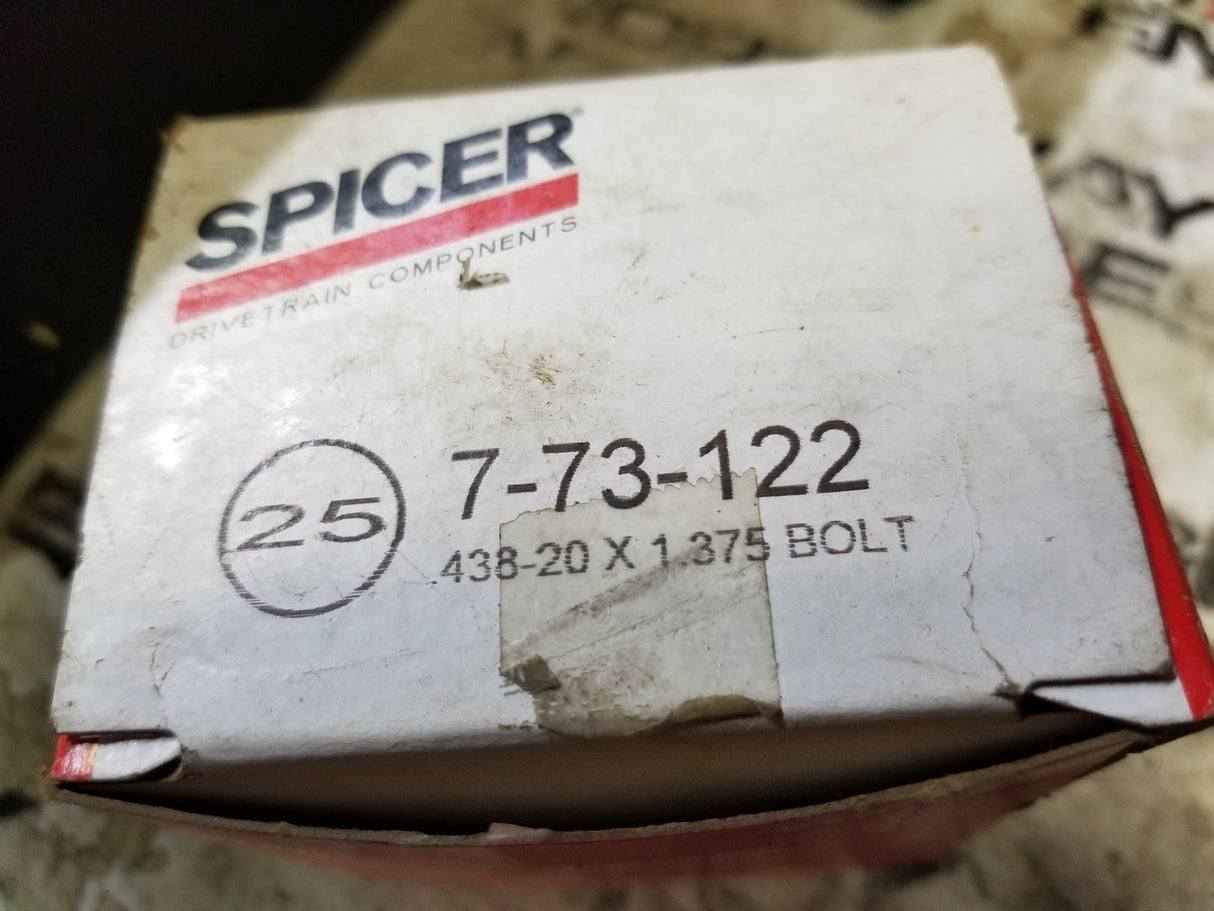 1 BOX OF 25PC - Spicer 7-73-122 Driveshaft Hex Bolt .438-20"x1.375"