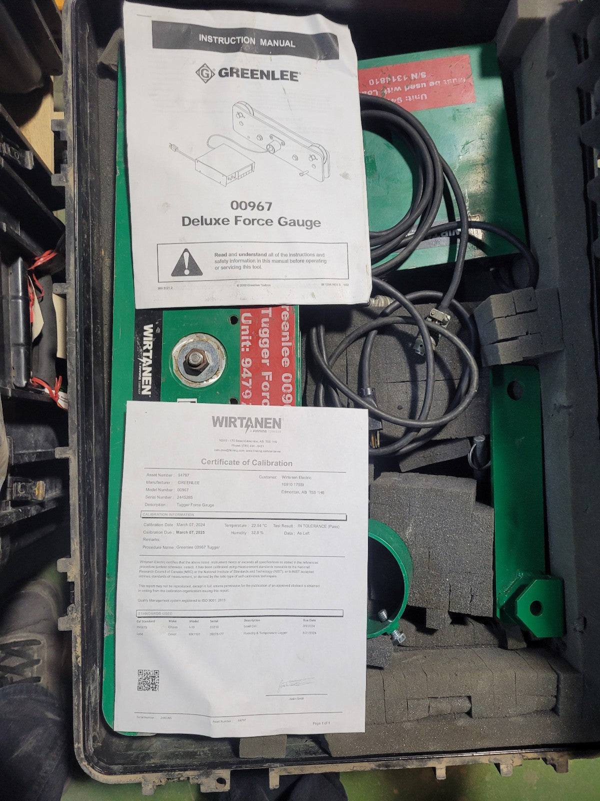 PACKAGE Greenlee 00967 TUGGER Cable Puller Deluxe Force Gauge 94797 REF 3