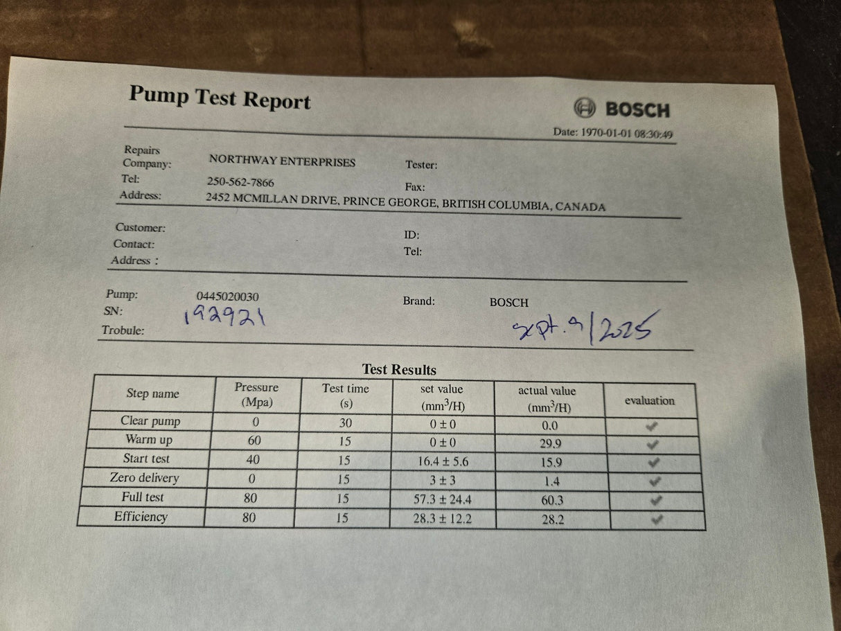 TESTED 0445020030 LLY Bosch CP3 Pump GM Duramax 8973037620