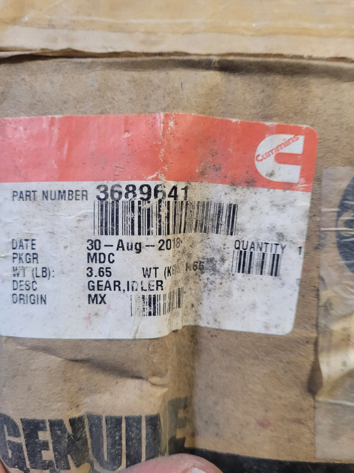NEW GENUINE OEM CUMMINS 3689641 IDLER GEAR