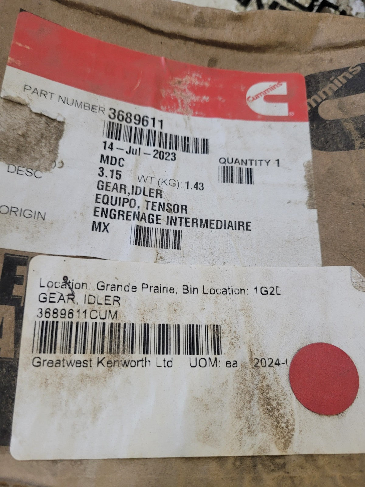 NEW 3689611 2004-2007 Cummins ISX Diesel Engine Idler Gear OEM