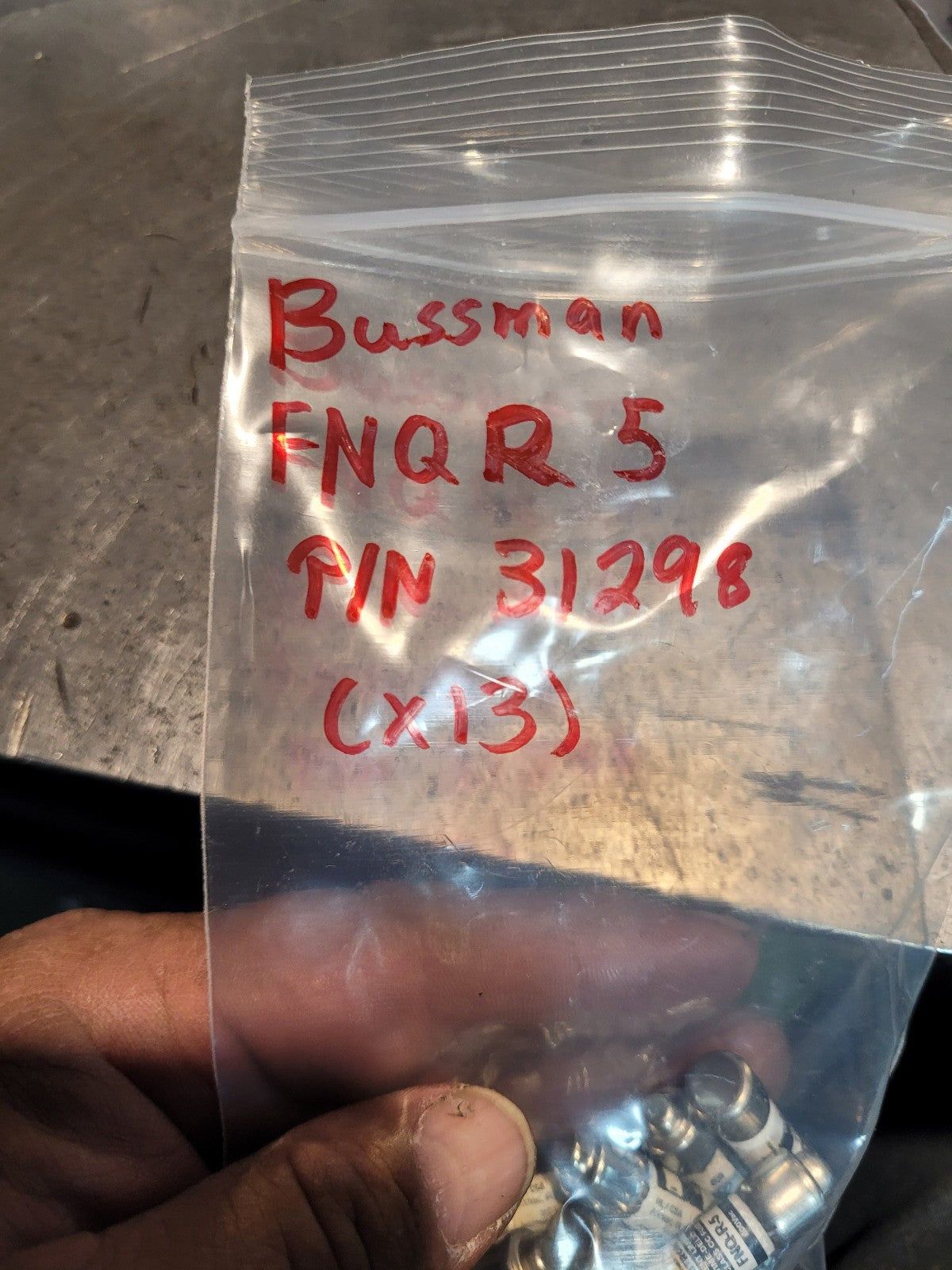 1 BAG OF 13pc Bussmann FNQ-R-5 5A 600Vac Fuses