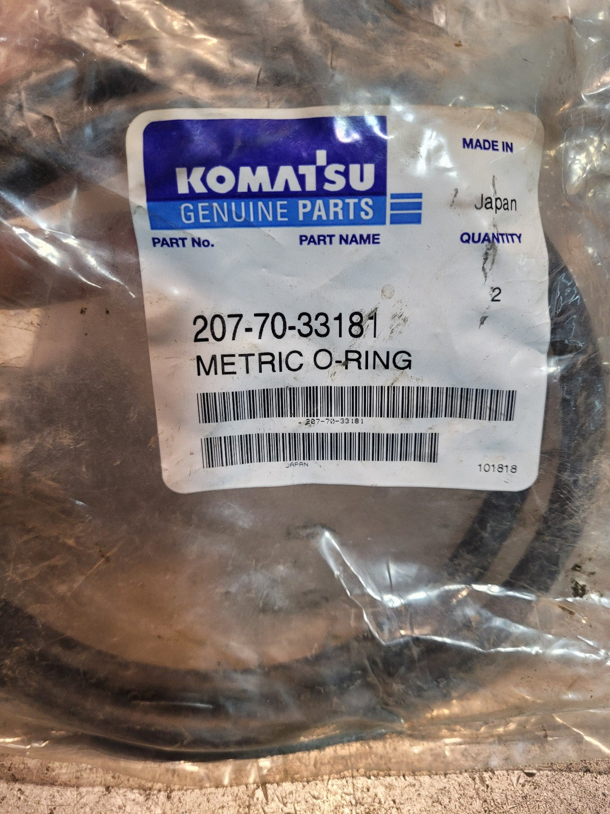 New GENUINE KOMATSU 207-70-33181 SET OF 2 ORINGS
