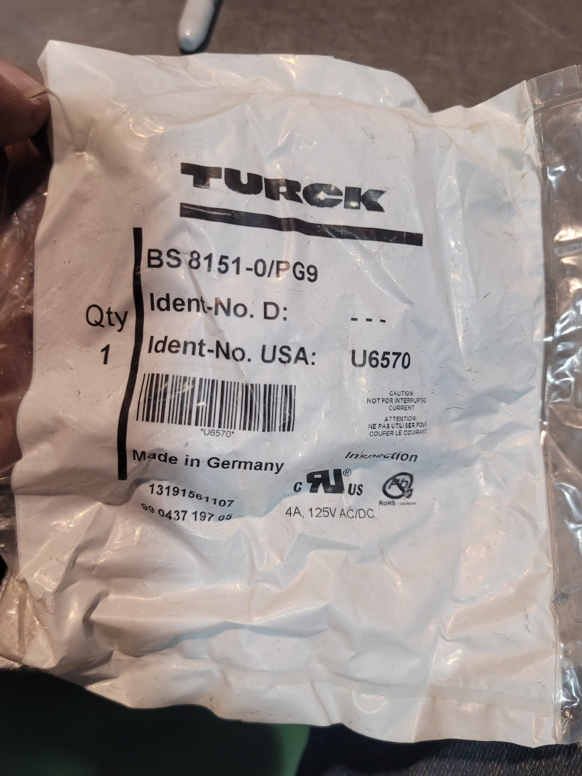 Turck BS-8151-0/PG9 Male Field Connector BS8151-0/PG9