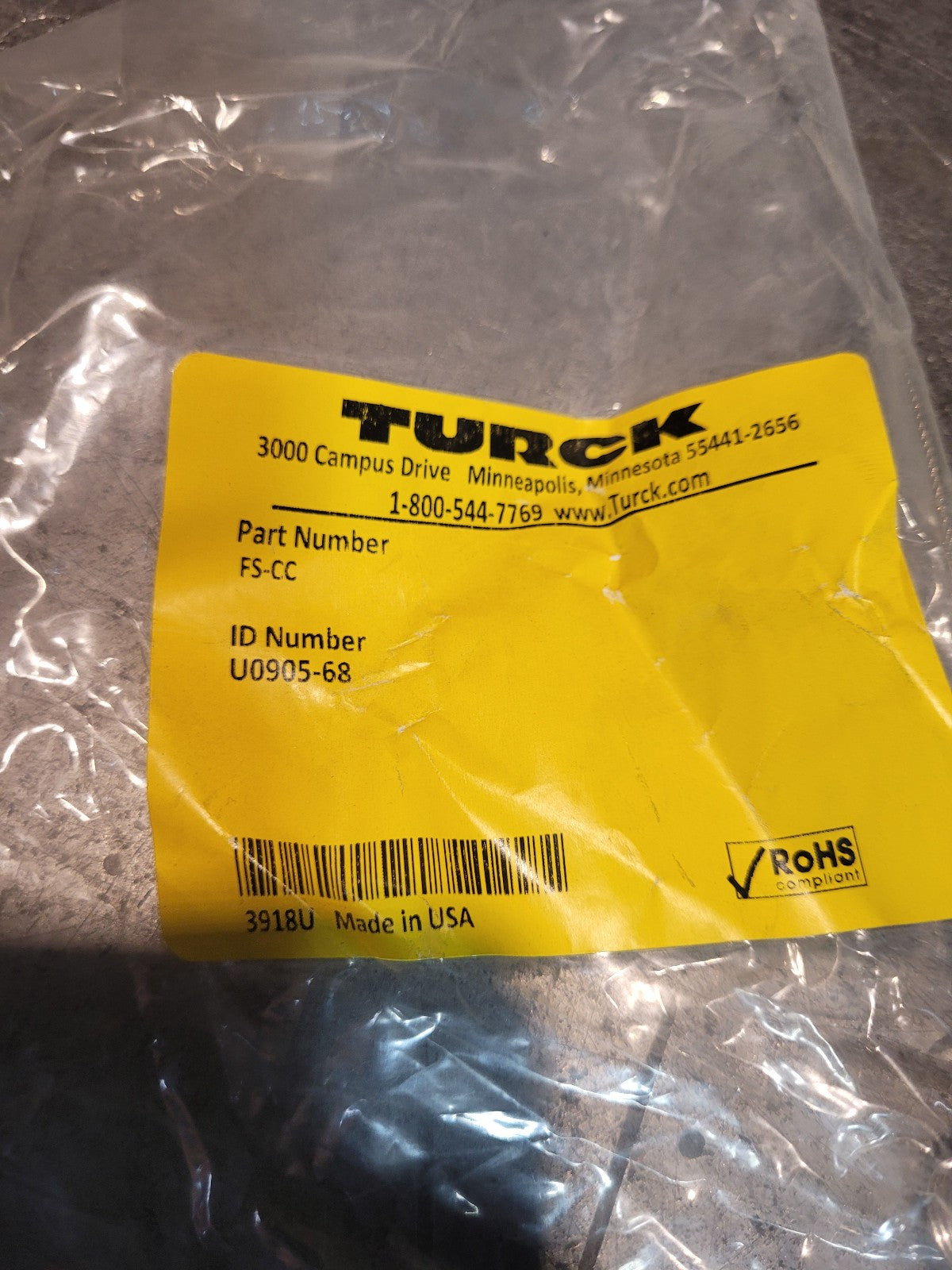 Turck FS-CC Connector, Dust Cover, M12 Male, w/6 Inch SS
