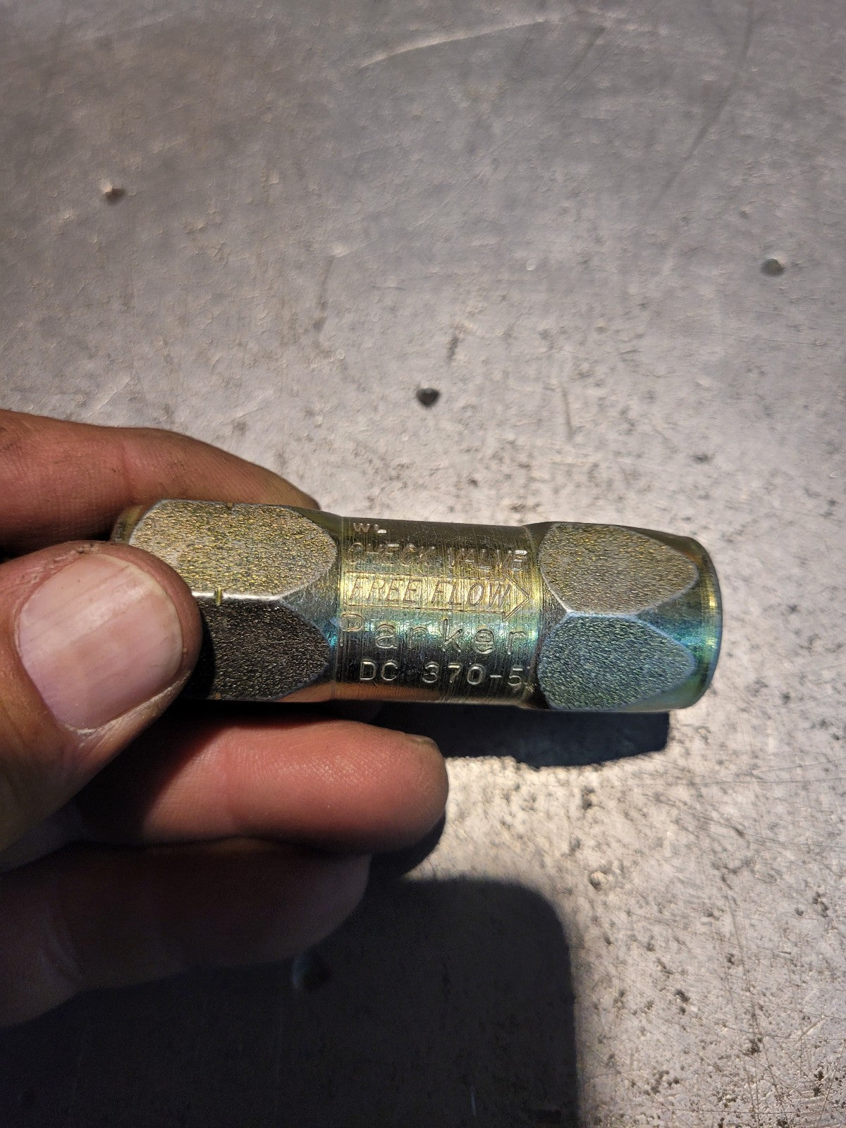 Parker DC-370-5, Hydraulic One Way Check Valve, 3000 Psi, 20 gpm, 3/8” Npt