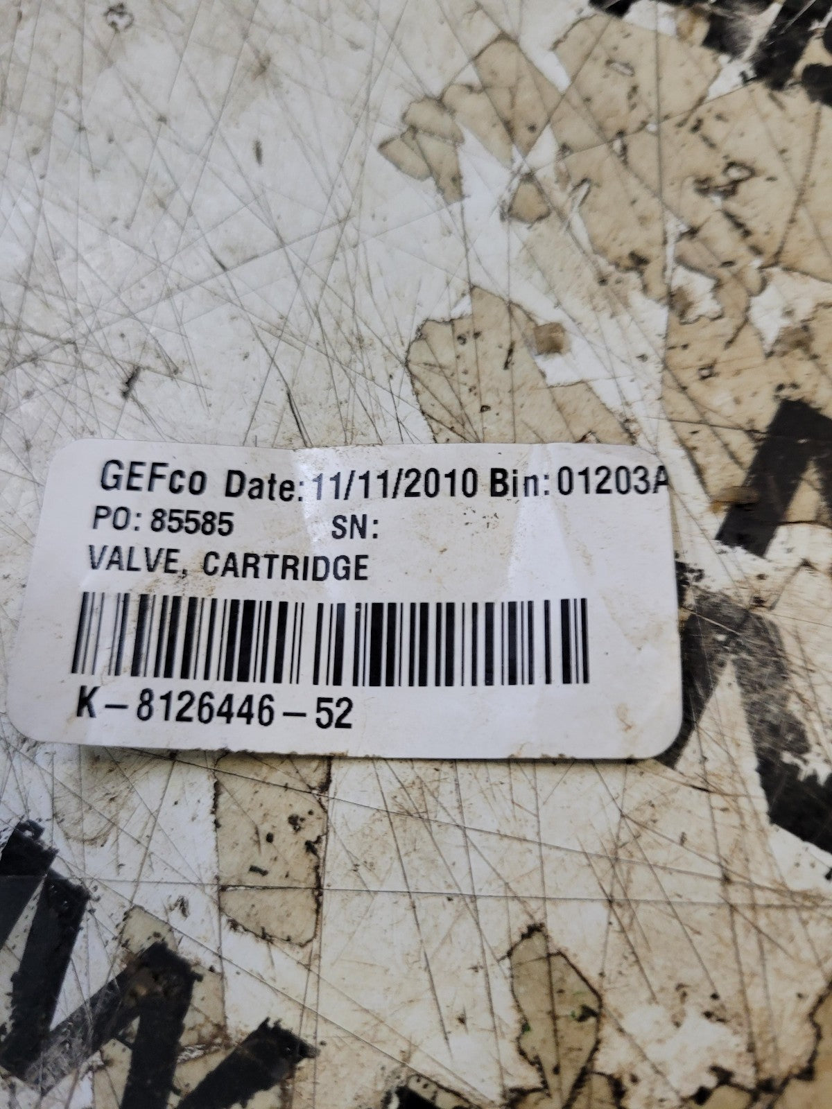 K-8126446-52 GEFCO 31229 0941 CARTRIDGE VALVE