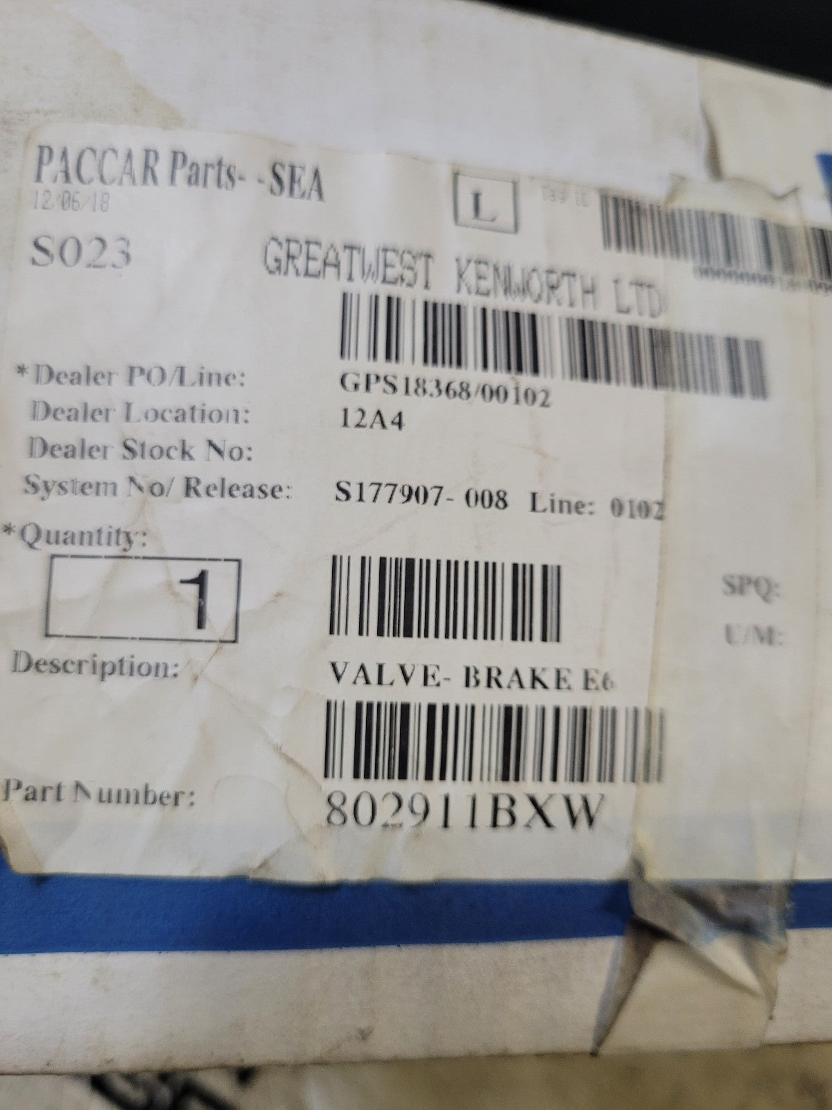 Genuine Bendix 802911BXW Bendix E-6® Series Dual Circuit Foot Brake Valve