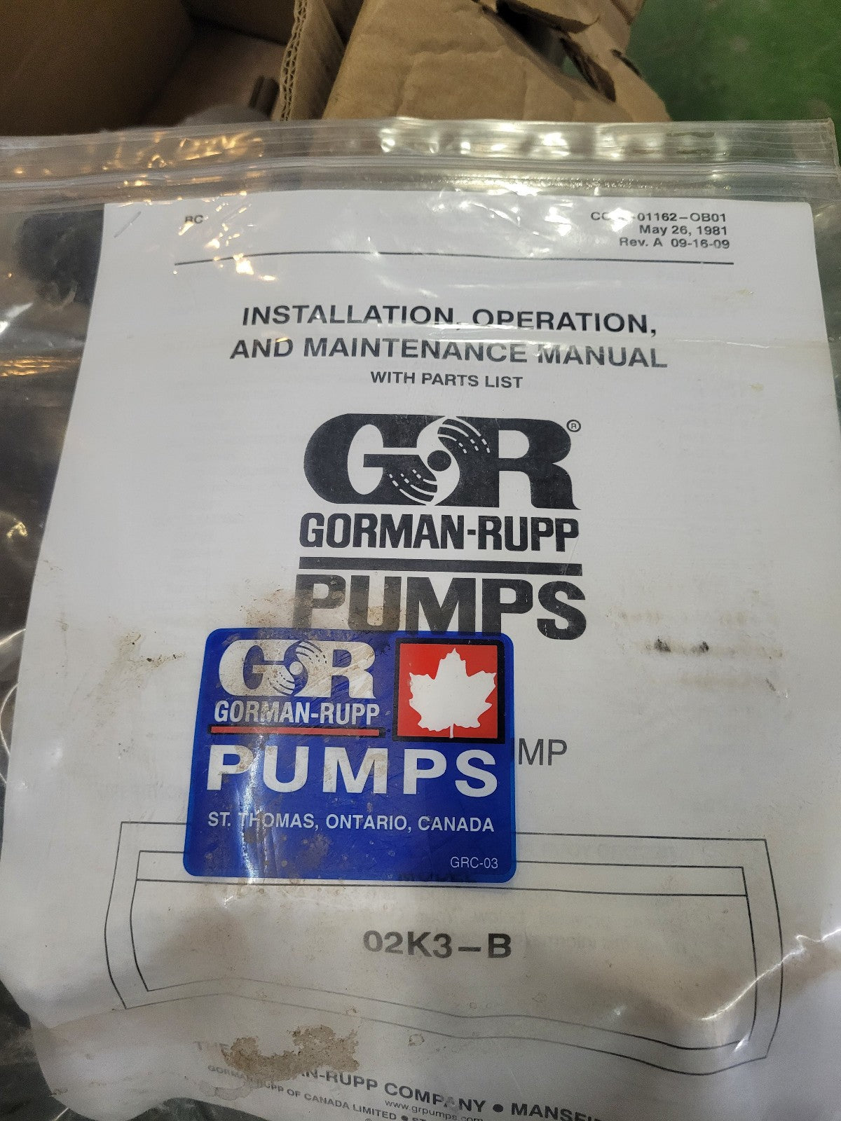 02K3-B, 432390241 Self Priming GORMAN-RUPP Self Priming Centrifugal Pump