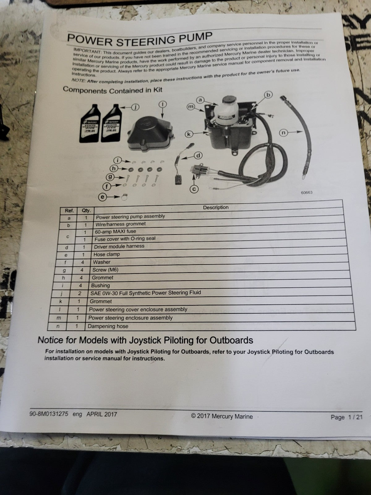 NEW Mercury Verado Power Steering Pump 8M0131261