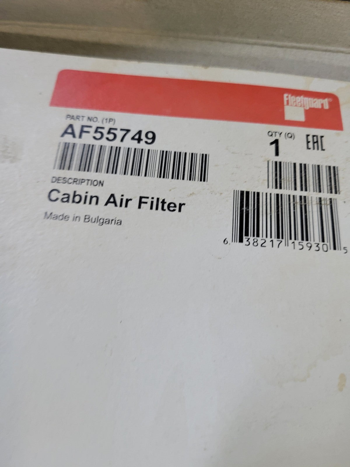 AF55749 FLEETGUARD AIR FILTER
