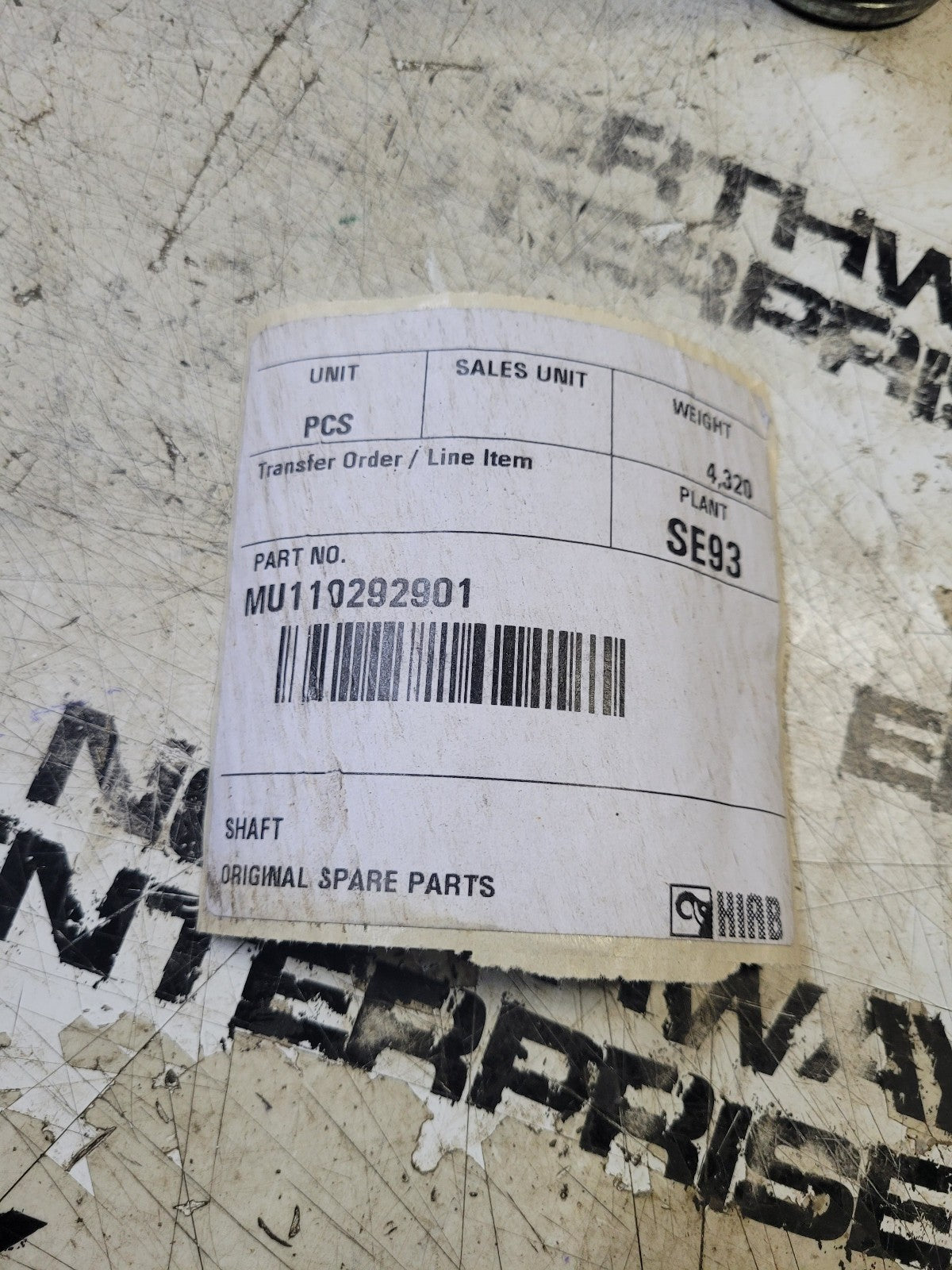 MU110292901 HIAB SHAFT 50MMX 290MM