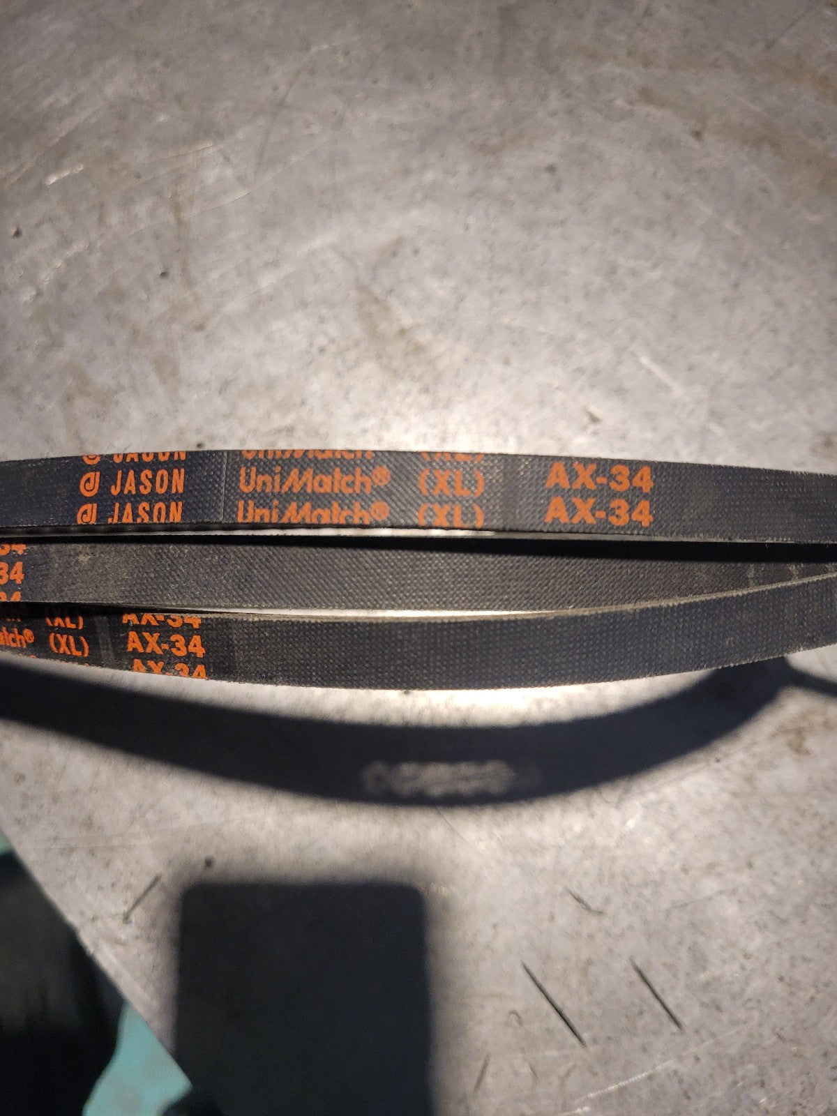 LOT OF 3 BELTS New AX-34 AX34 GATES BELT 1/2 in Top Width, 1 Strand, 36 in