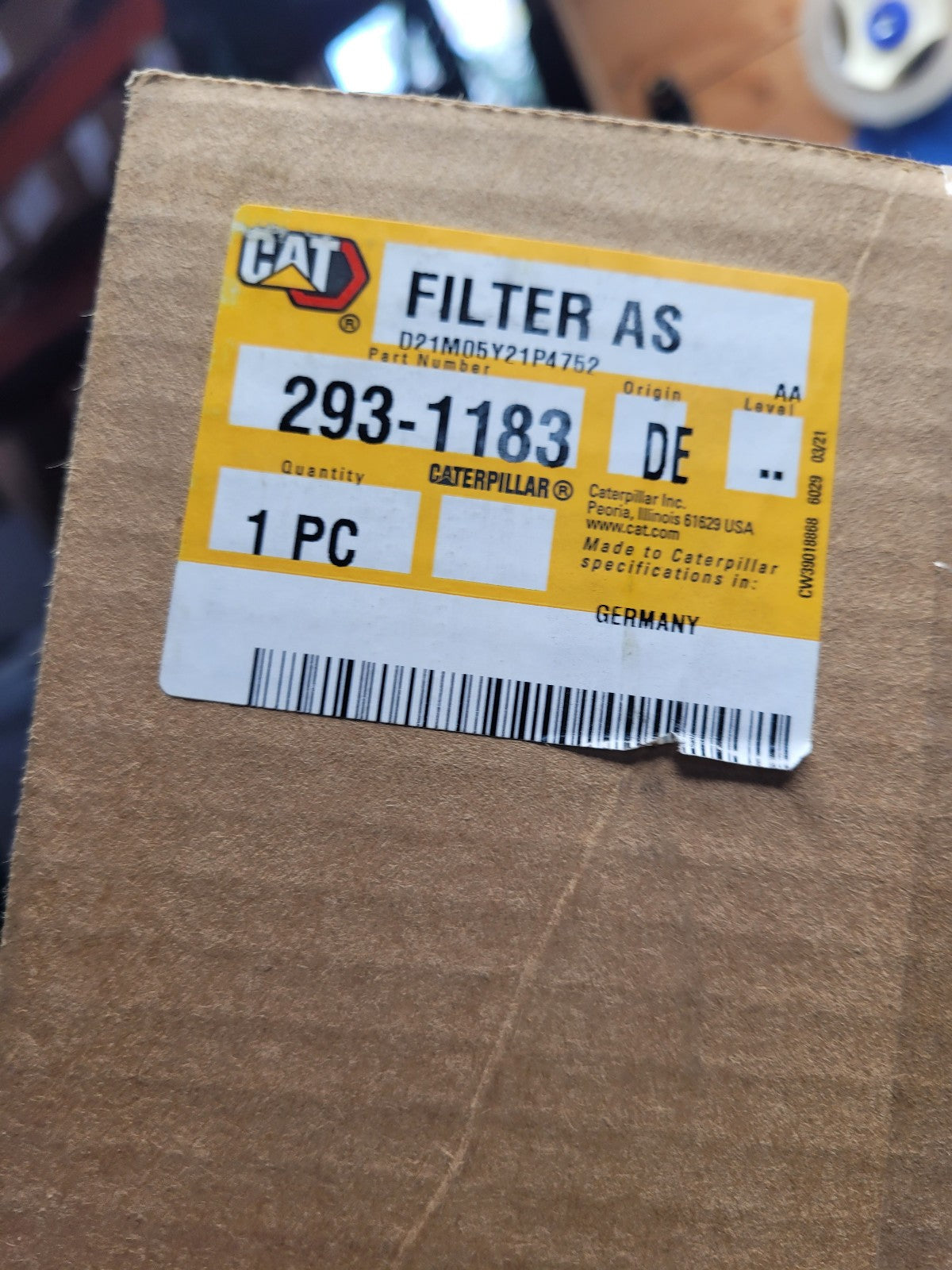 Genuine Cat 293-1183 Caterpillar Air Filter In oem Box 2931183