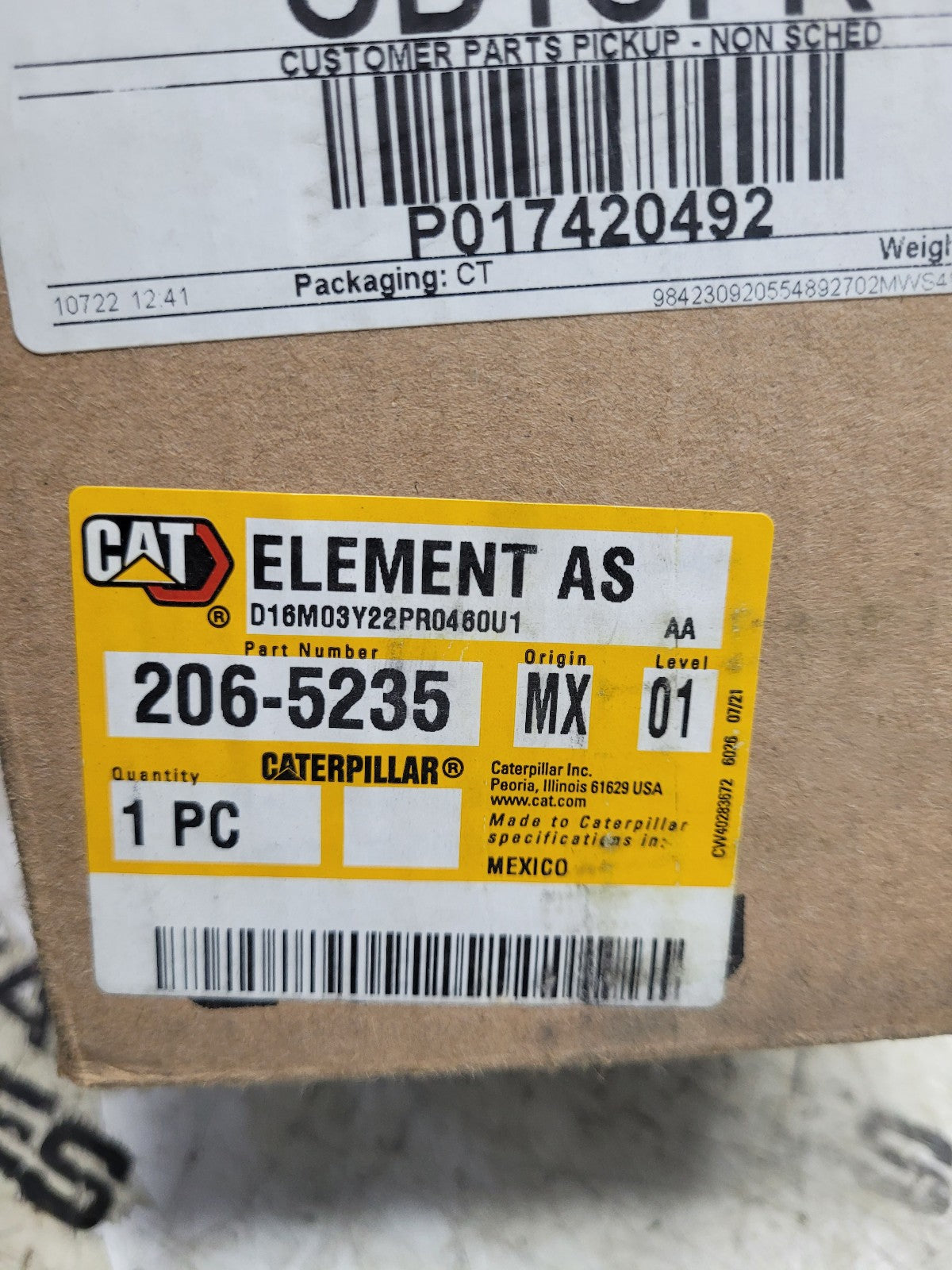Genuine Cat 206-5235 Caterpillar Air Filter In oem Box 2065235