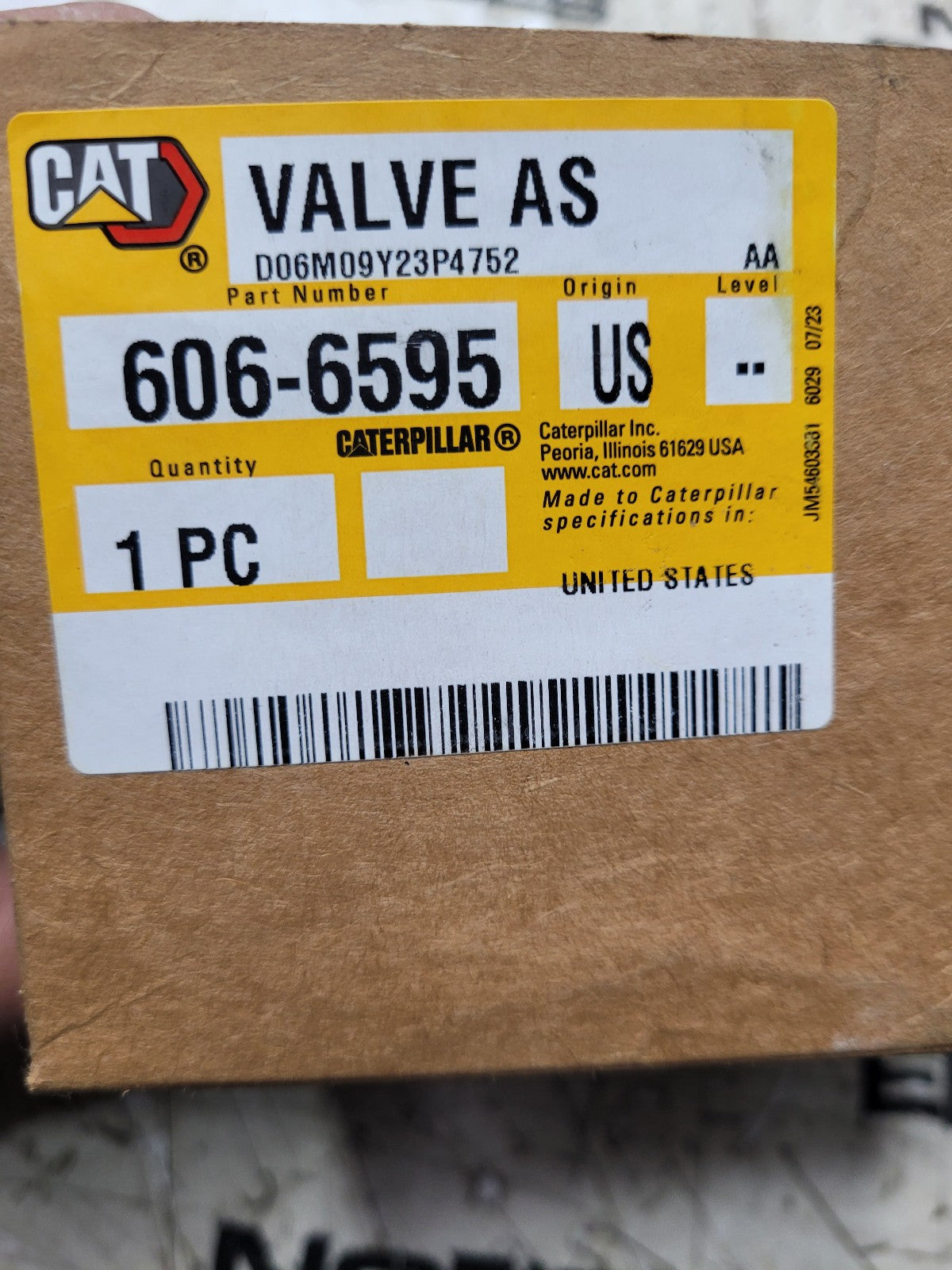 Genuine Cat 606-6595 Caterpillar water valve In oem Box 6066595