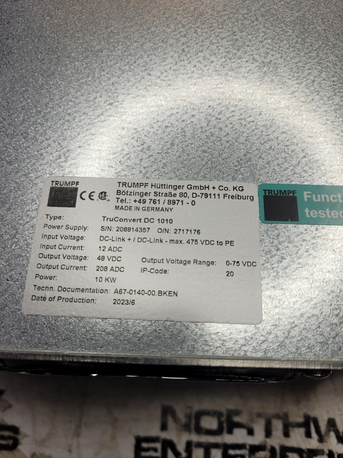 NEW TRUMPF TRUCONVERT DC 1010 2717176