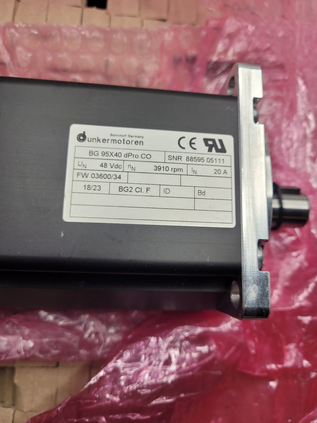 NEW BG 95X40 dPRO CO DUNKER MOTOREN 48vdc 3910 rpm 9659502734