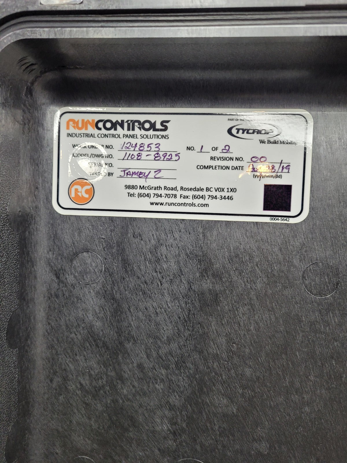 SANDSTORM CONTROL SYSTEM TYCROP RUN CONTROLS PANEL PROPELL X2 HV ASM PRO