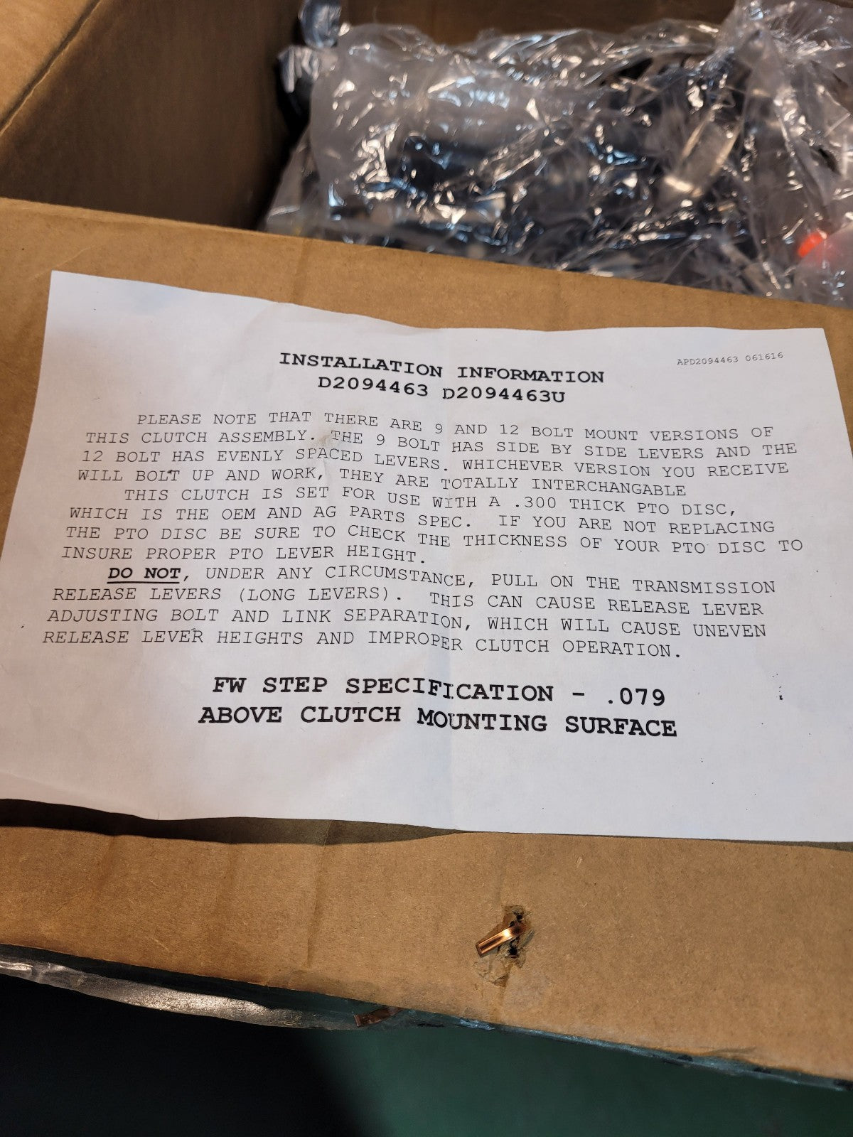 D2094463U Kit, Clutch and Pressure Plate Assembly