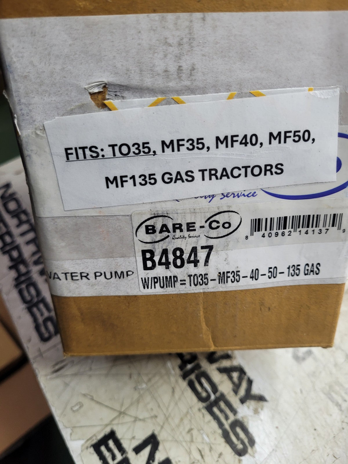 B4847 BARE-CO WATER PUMP FOR MF35 MF40