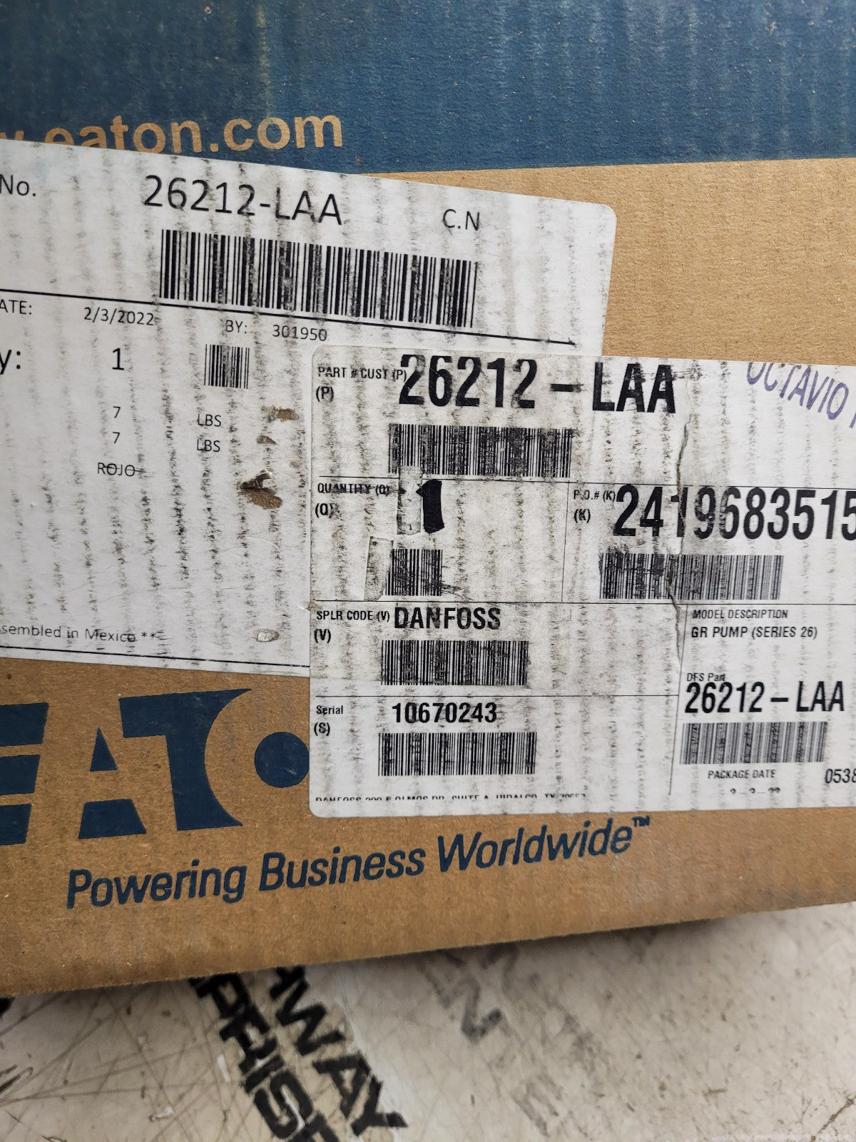 EATON CESSNA HYDRAULIC PUMP 26212-LAA 5C1/26212LAA 26200-2C K