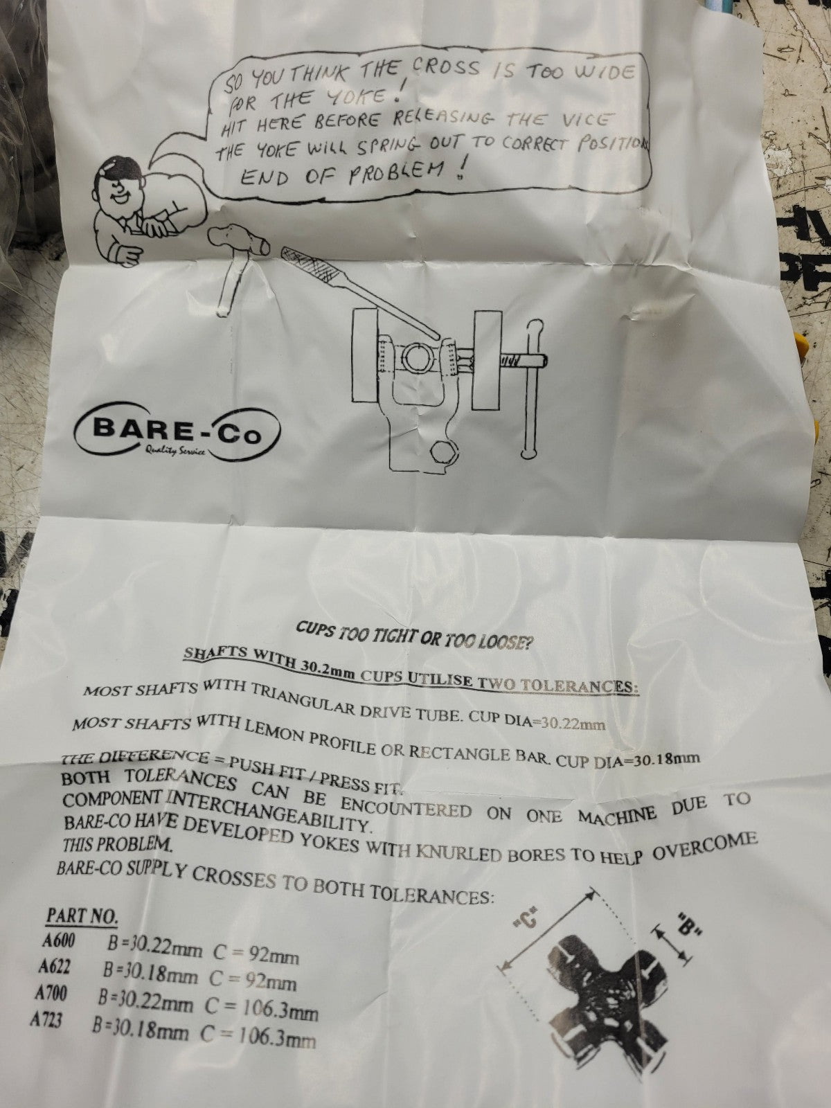 A036 CROSS U JOINT KIT