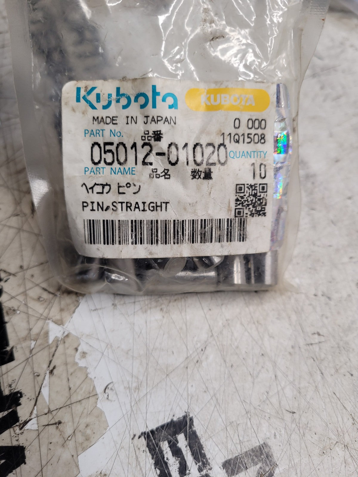New pack of 10 dowel pins - 05012-01020 Kubota