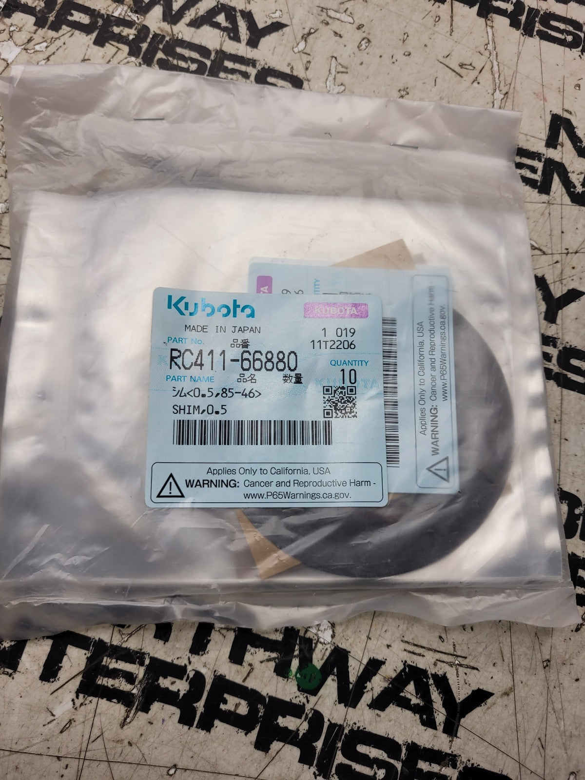 Pack of 10 Shims - RC411-66880 Genuine Kubota Shim