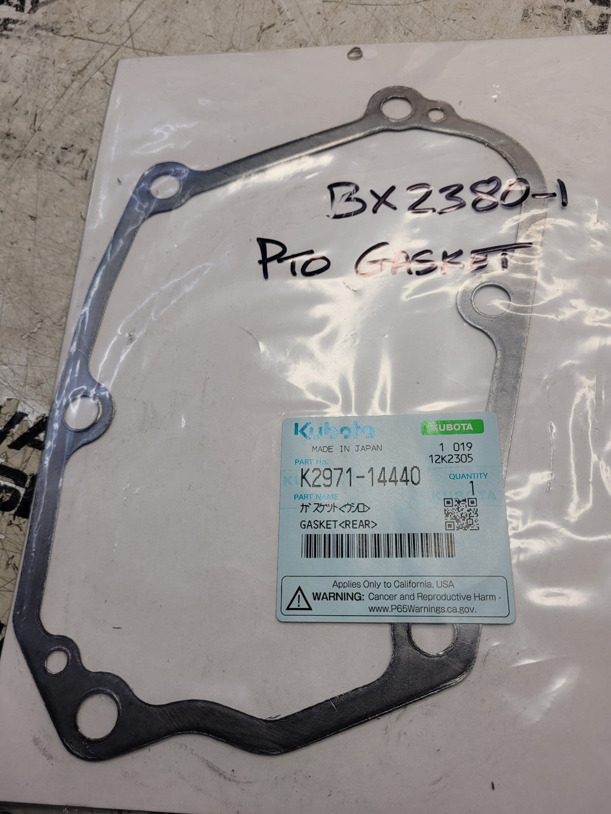 New OEM Kubota REAR Gasket K2971-14440