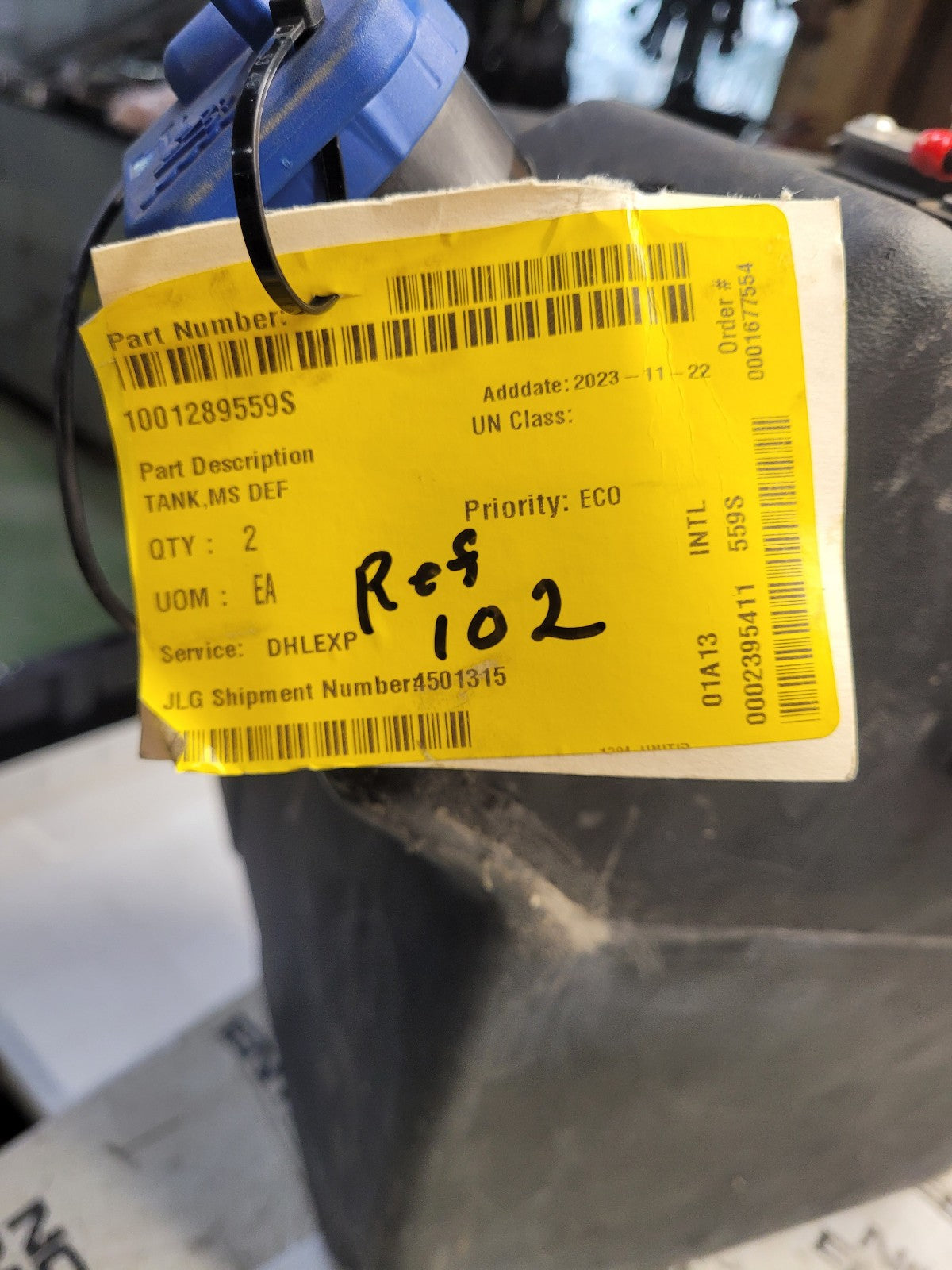 JLG DEF TANK 1001289559S W/ HEADER SENDING UNIT 1001278919S