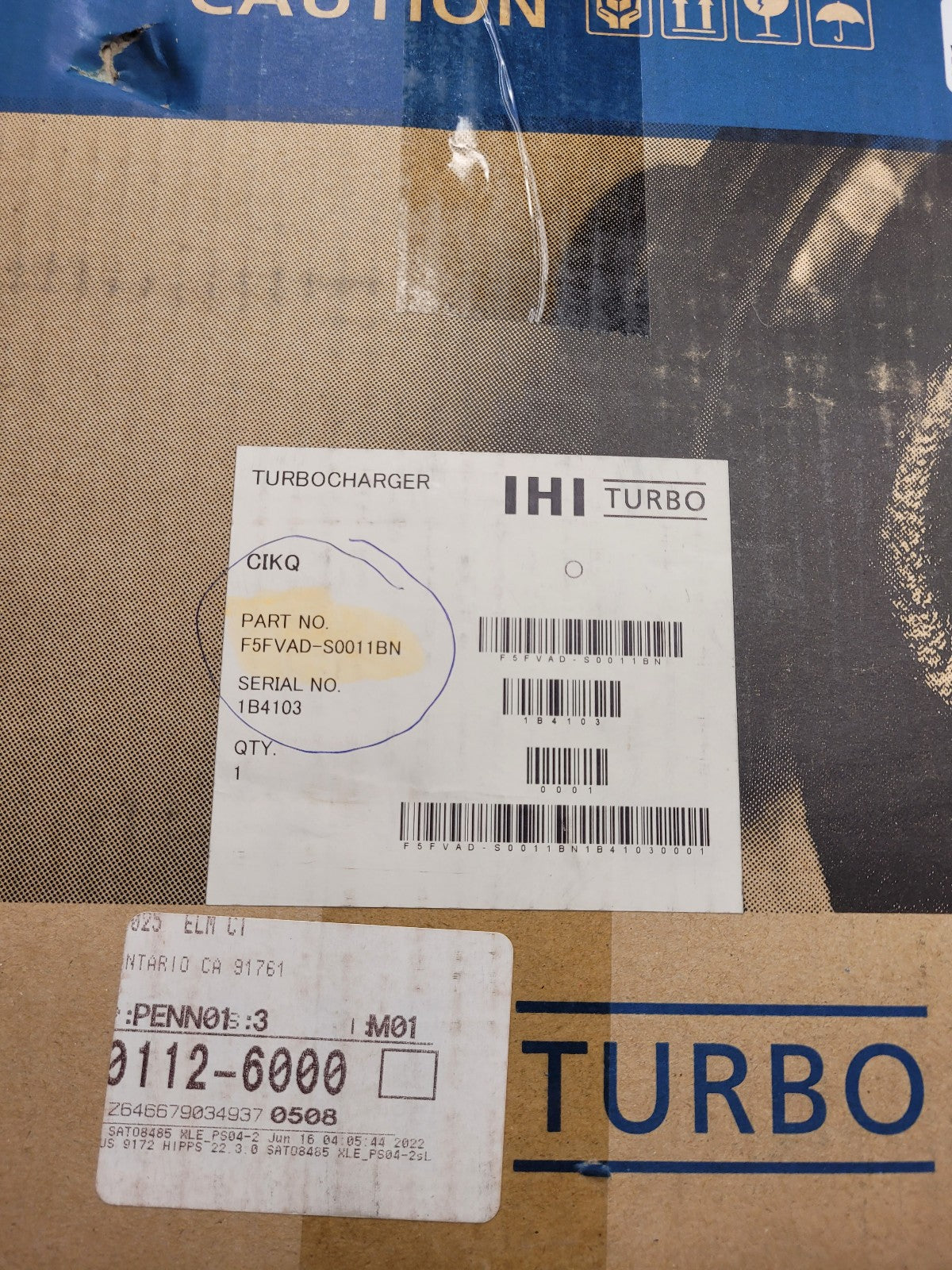 IHI 2.9L CUMMINS F5FVAD-S0011BN TURBOCHARGER RHF5V, Isuzu 4JJ1 Tier 4