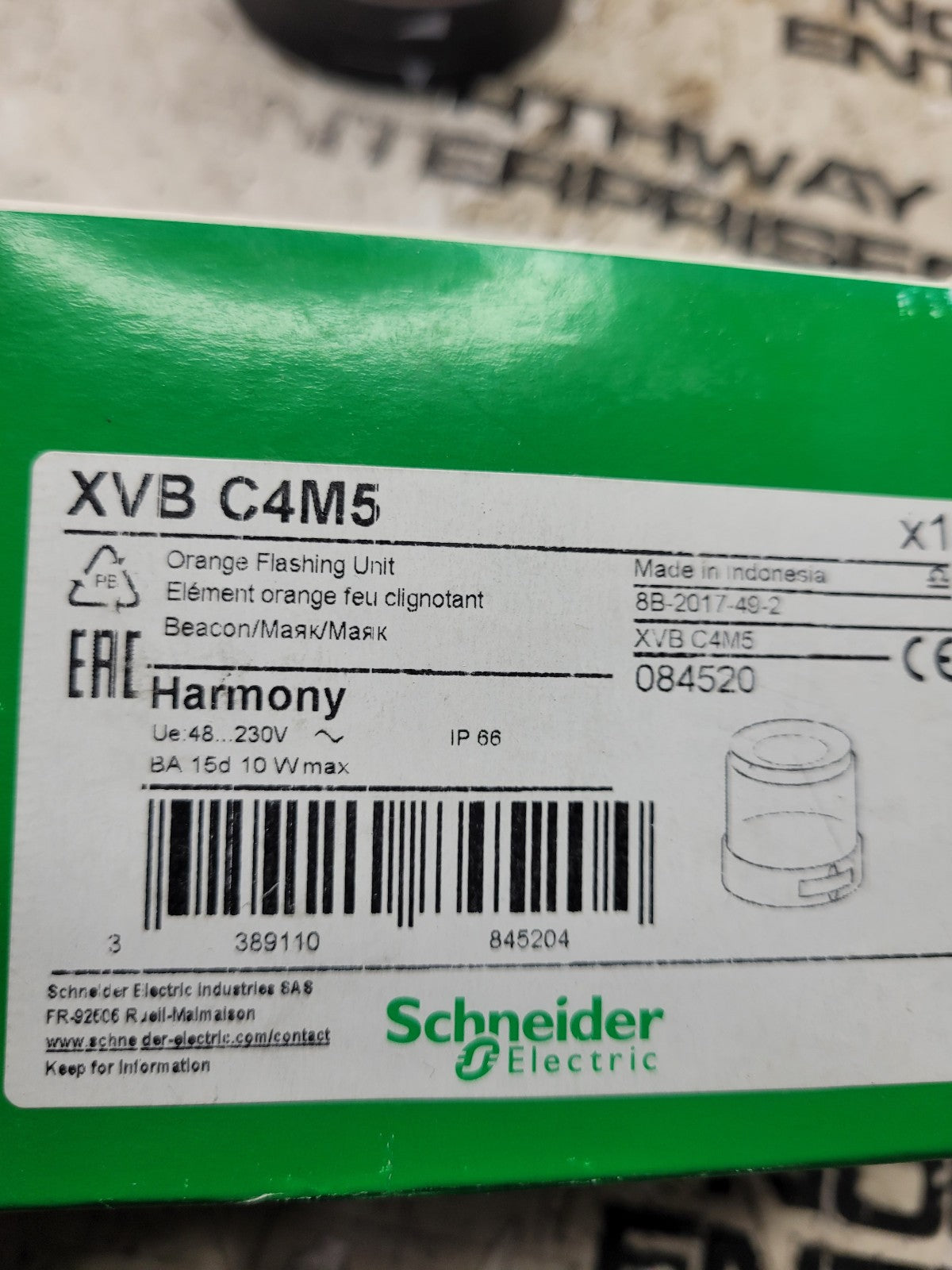 NEW XVBC4M5 SCHNEIDER XVB C4M5 HARMONY AMBER ORANGE FLASHING UNIT