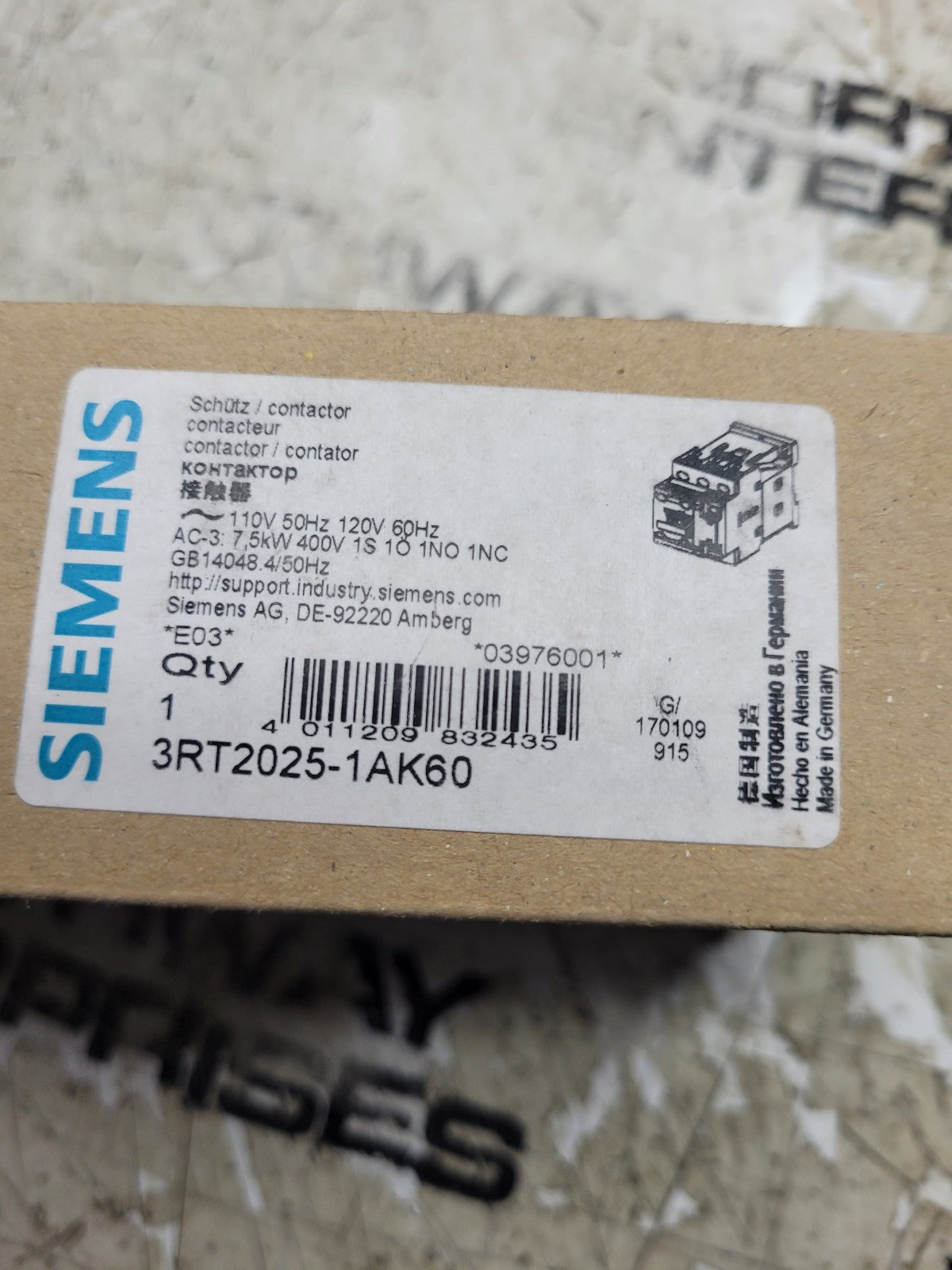NEW 3RT2025-1AK60 3RT20251AK60 3 pole, 16 AMP contactor
