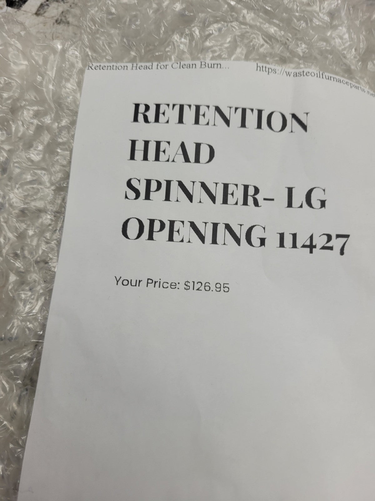 NEW Clean Burn Retention Head Spinner part #11427