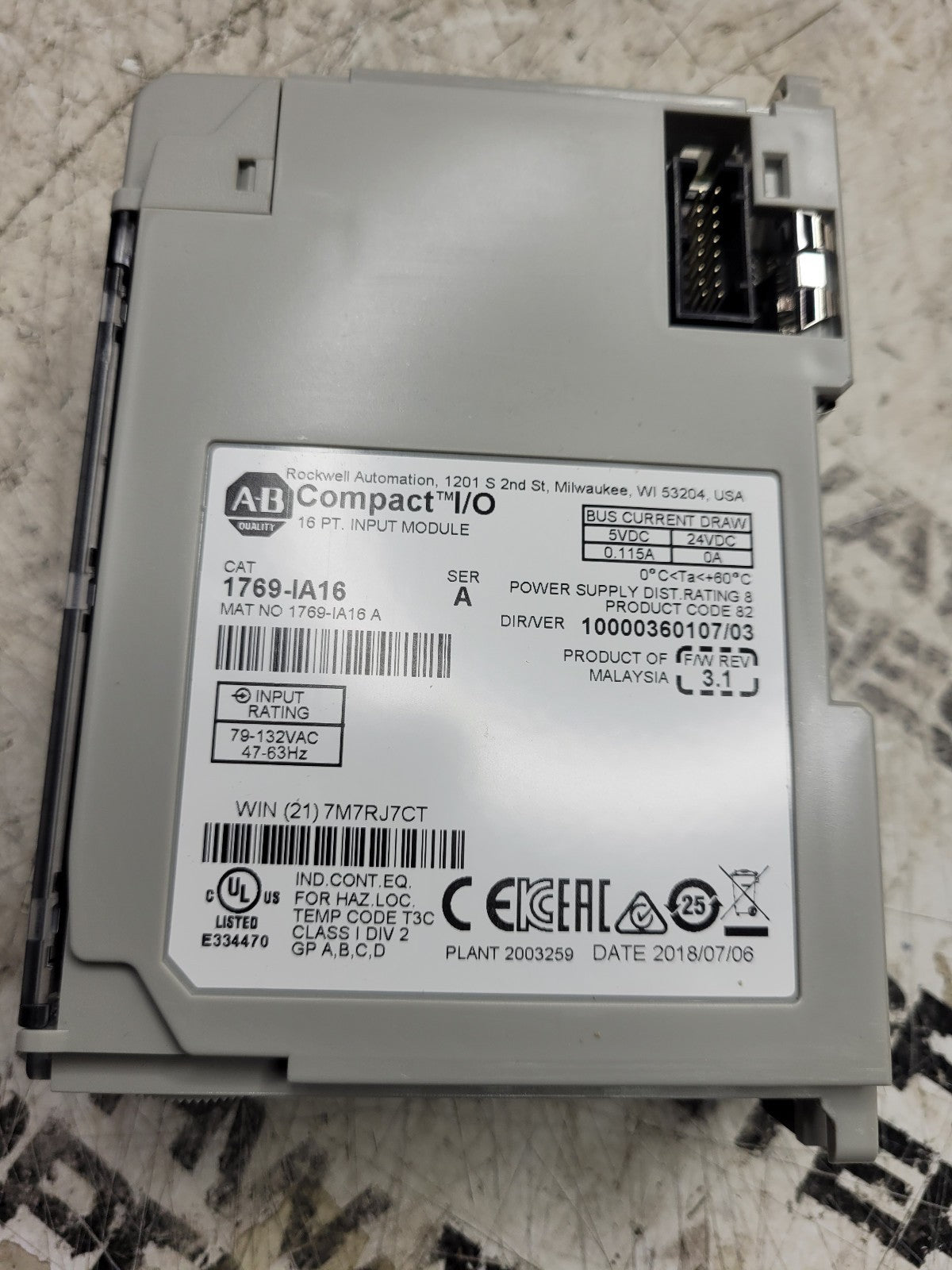 NEW 1769-IA16 Compact I/O Input Module 24VDC 16Point 120 VAC