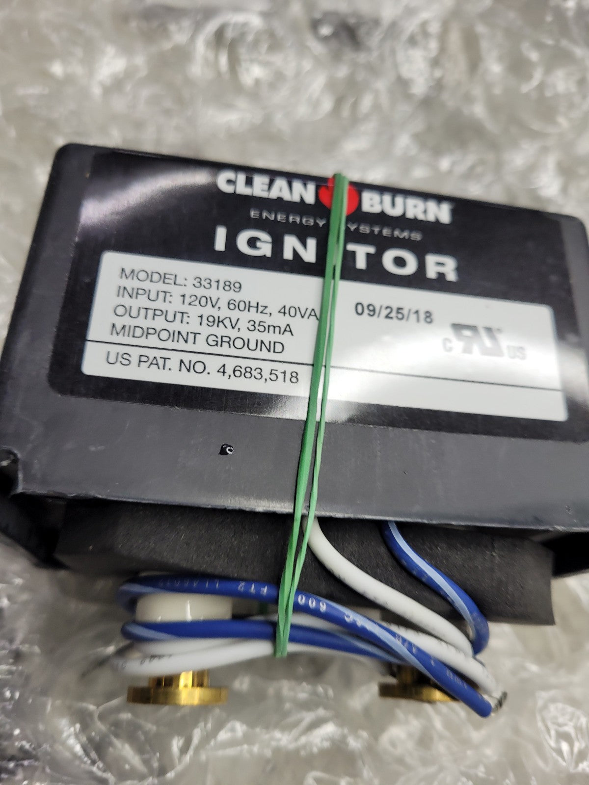 NEW Clean Burn TRANSFORMER ELECTRIC IGNITOR CARLIN 33189 Waste Oil burner