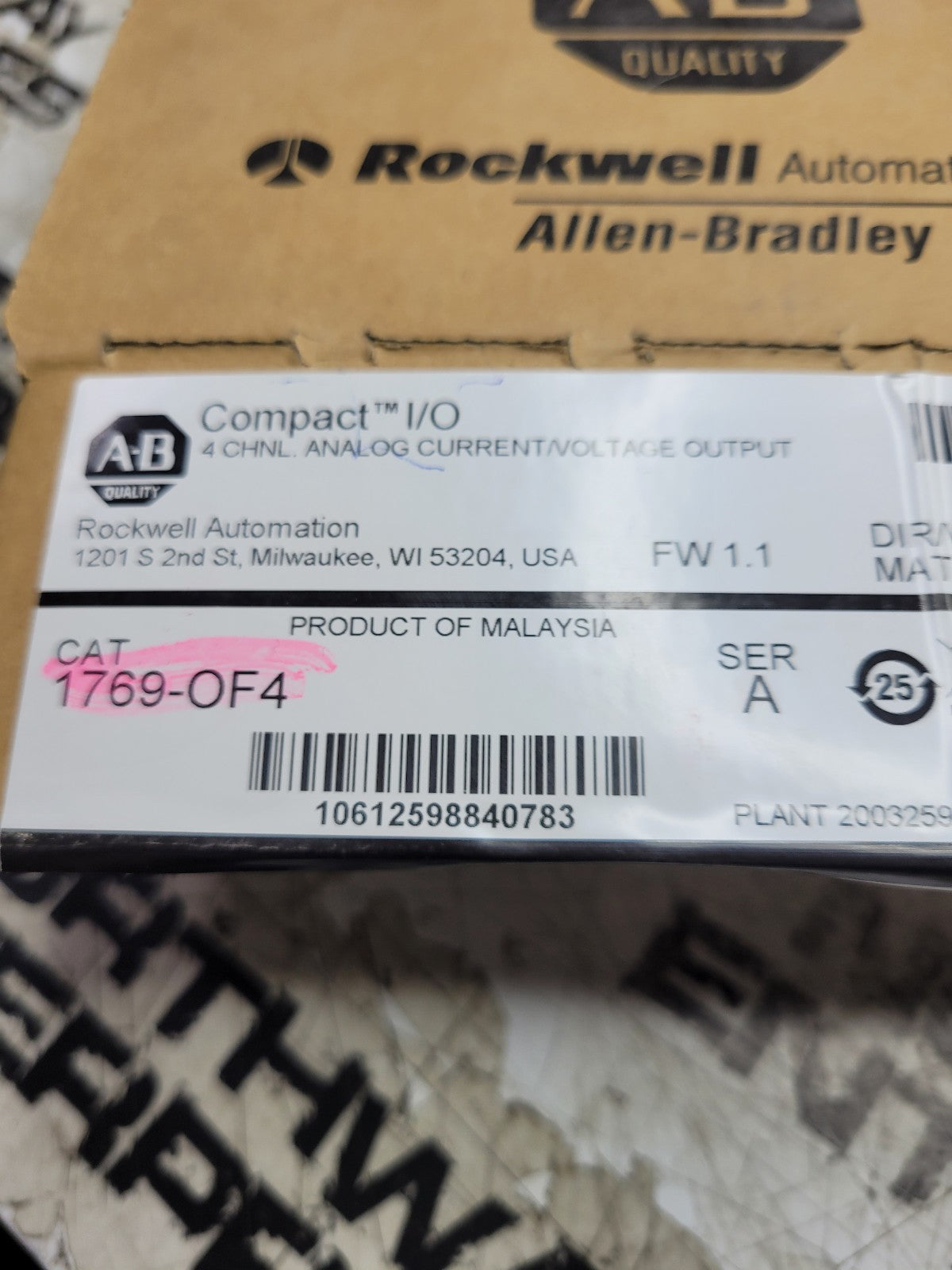 NEW 1769-OF4 SER A CompactLogix Analog Output Module PN-48542 ALLEN BRADLEY
